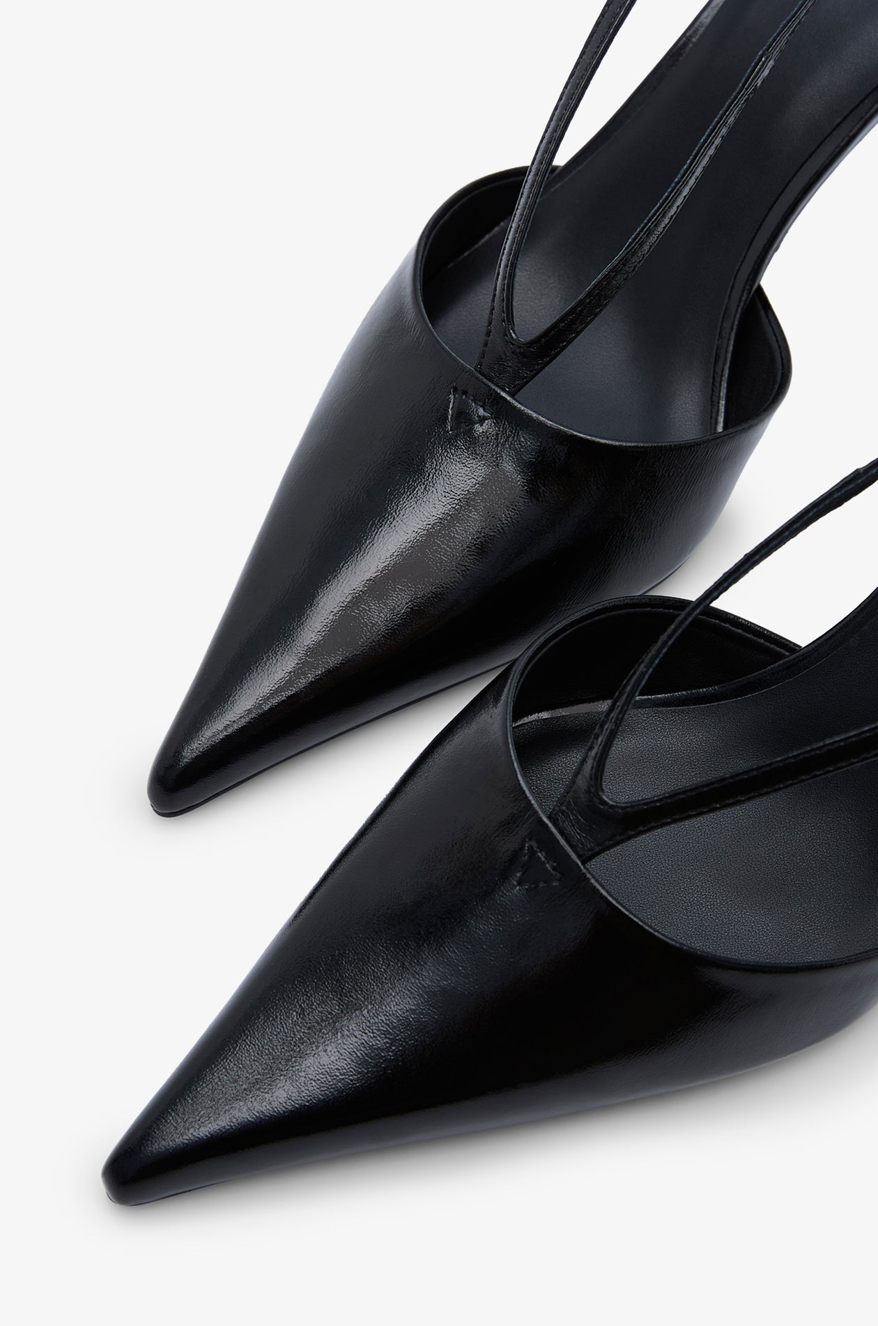Pointed Toe Slingback Heels Black