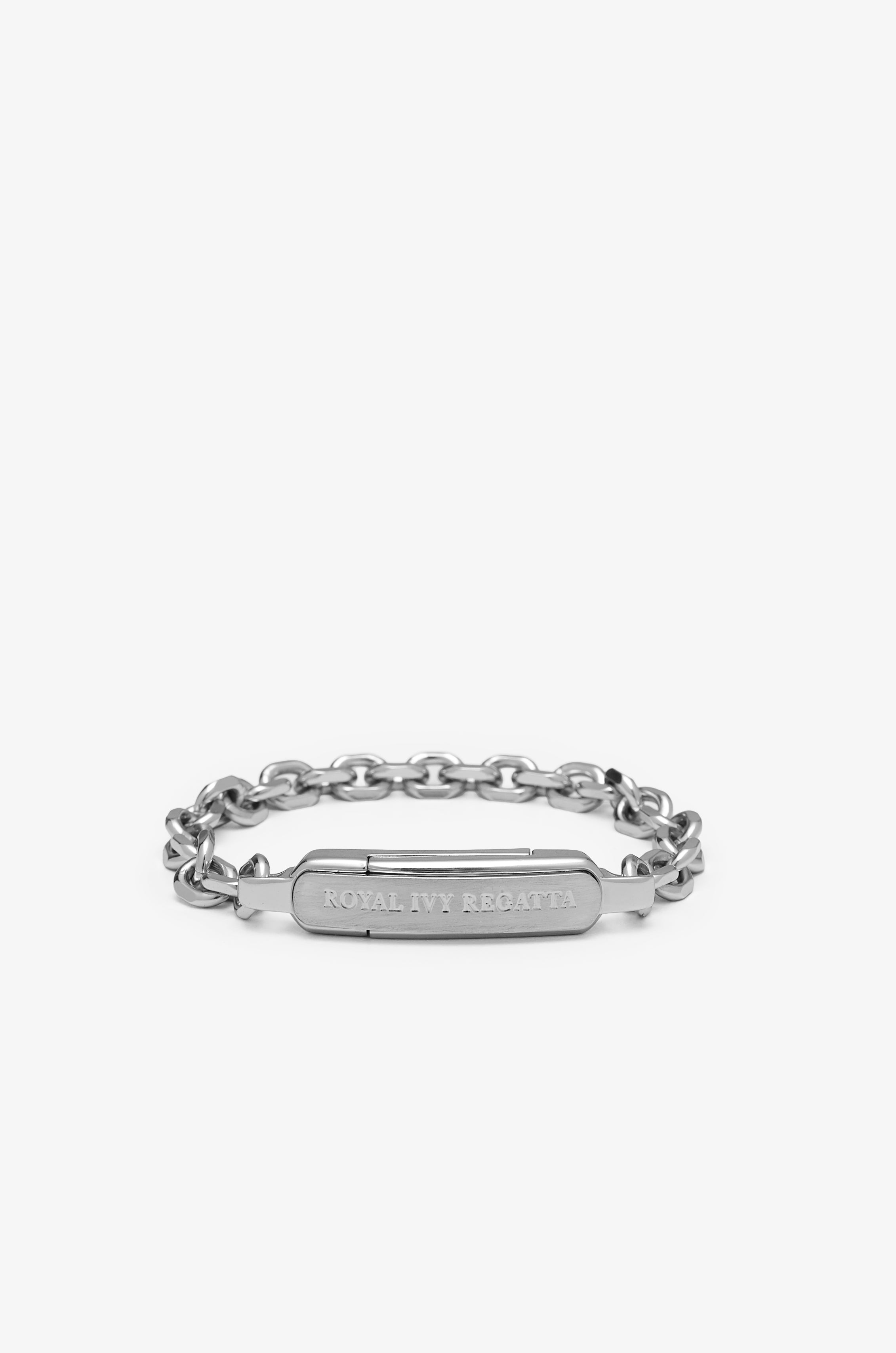 Box Chain Bracelet With Signature Clasp Silver