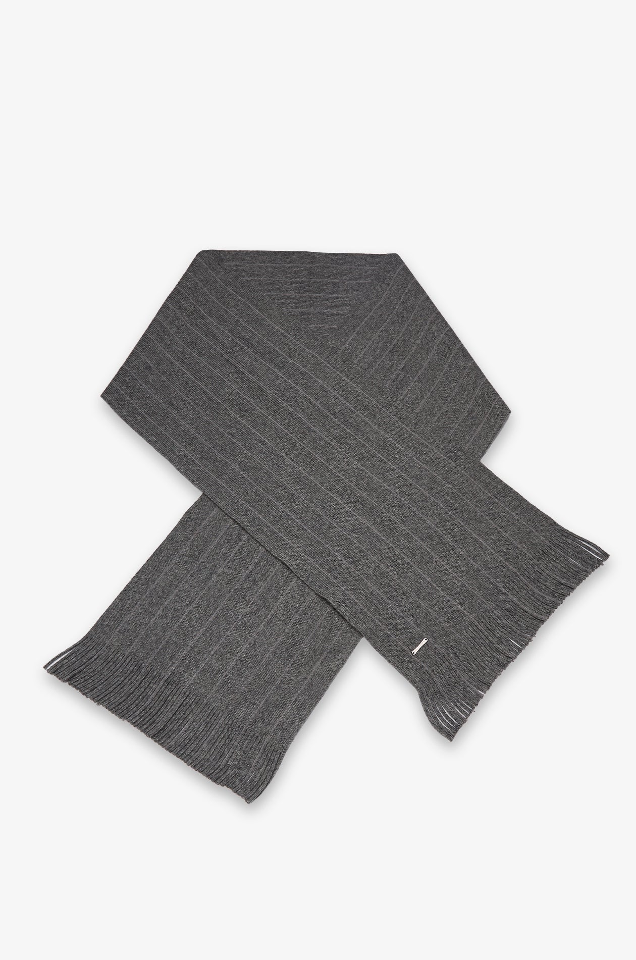 Ribbed Knit Scarf Striped Grey