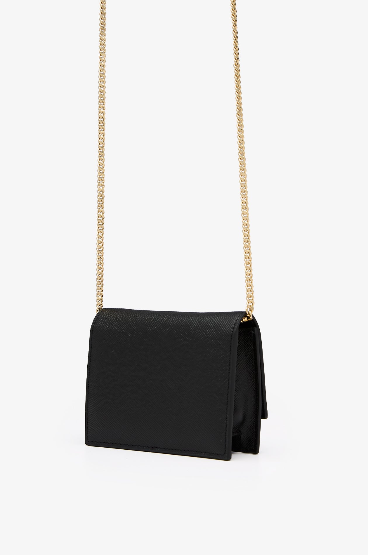 Leather Chain Crossbody Bag Black