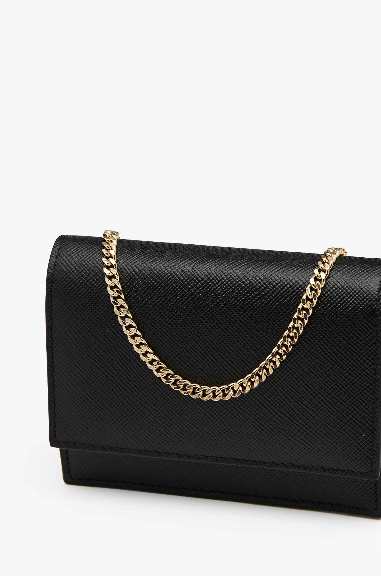 Leather Chain Crossbody Bag Black