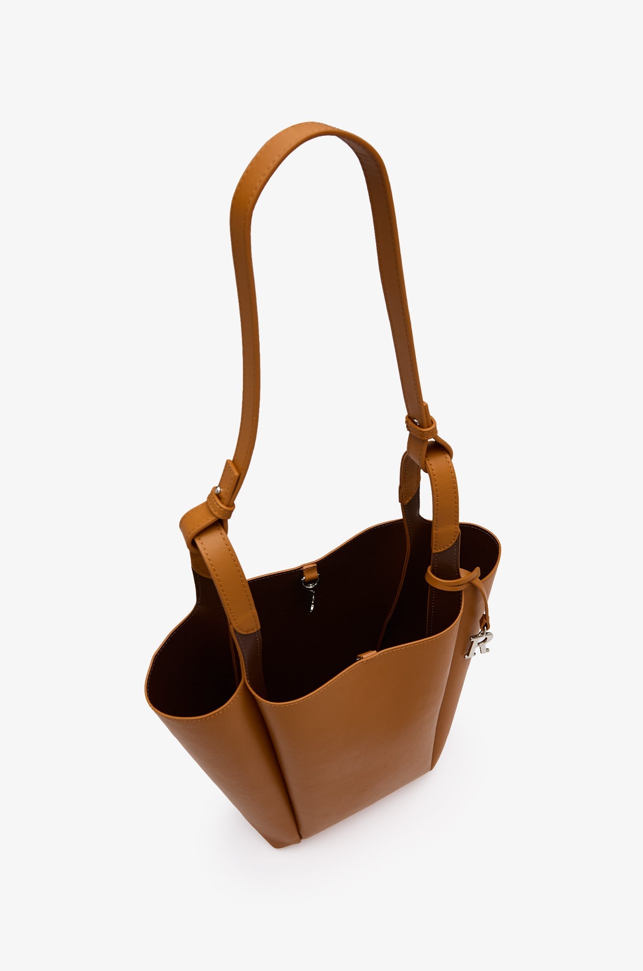 Leather Bucket Tote Brown