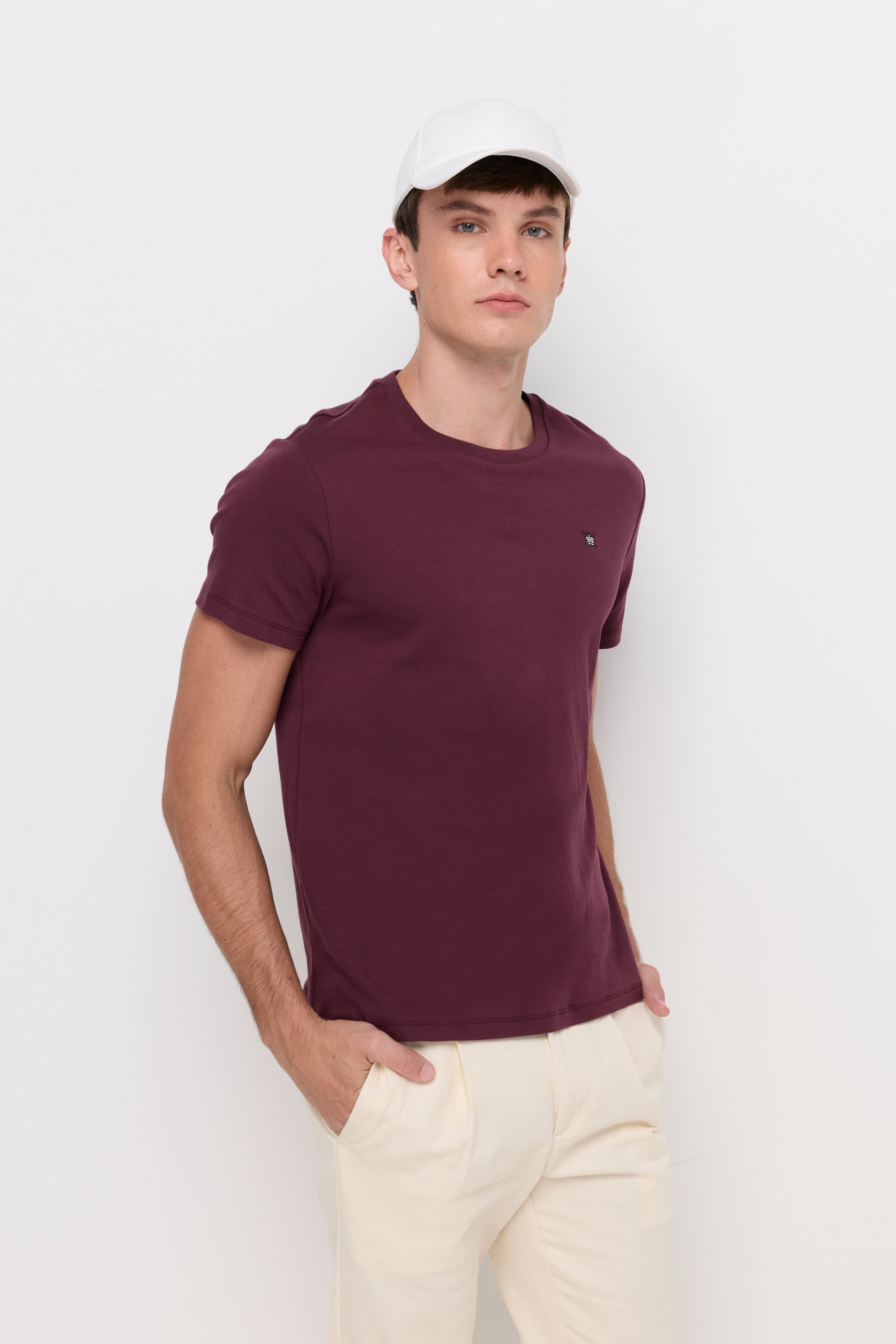 Round Neck T-Shirt Cotton Jersey Dark Brown
