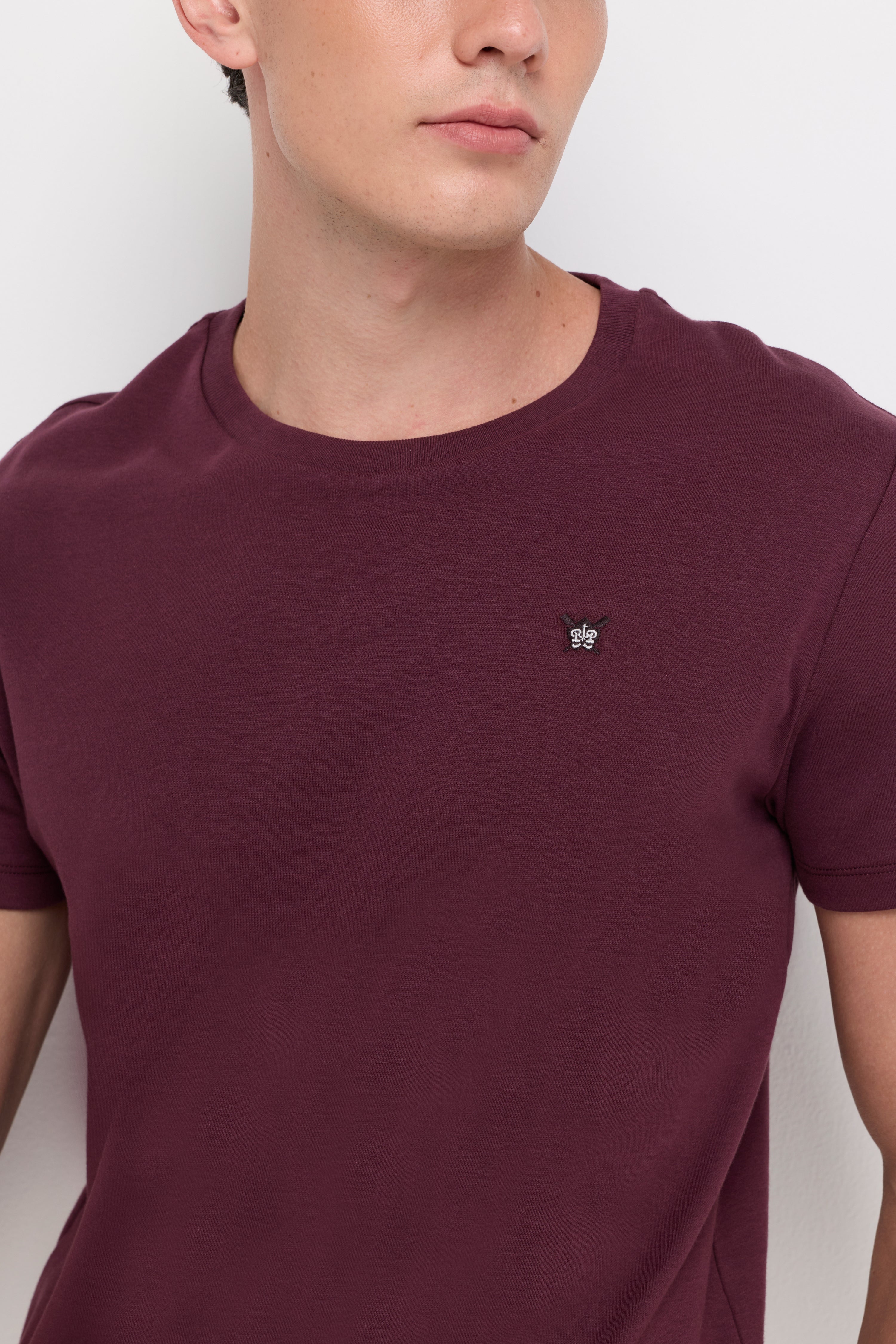 Round Neck T-Shirt Cotton Jersey Dark Brown
