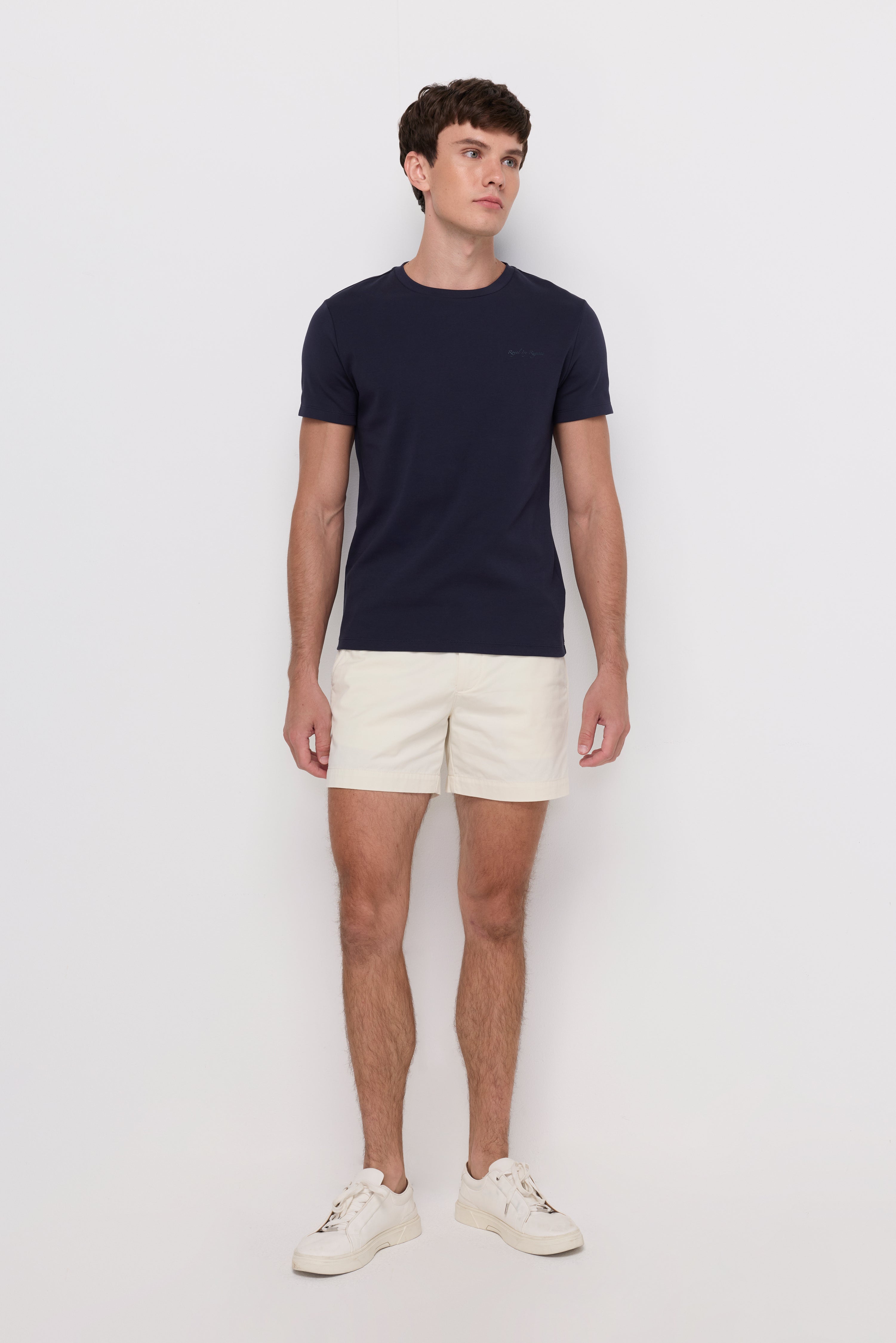 Cotton Short Sleeve Round Neck T-Shirt Navy