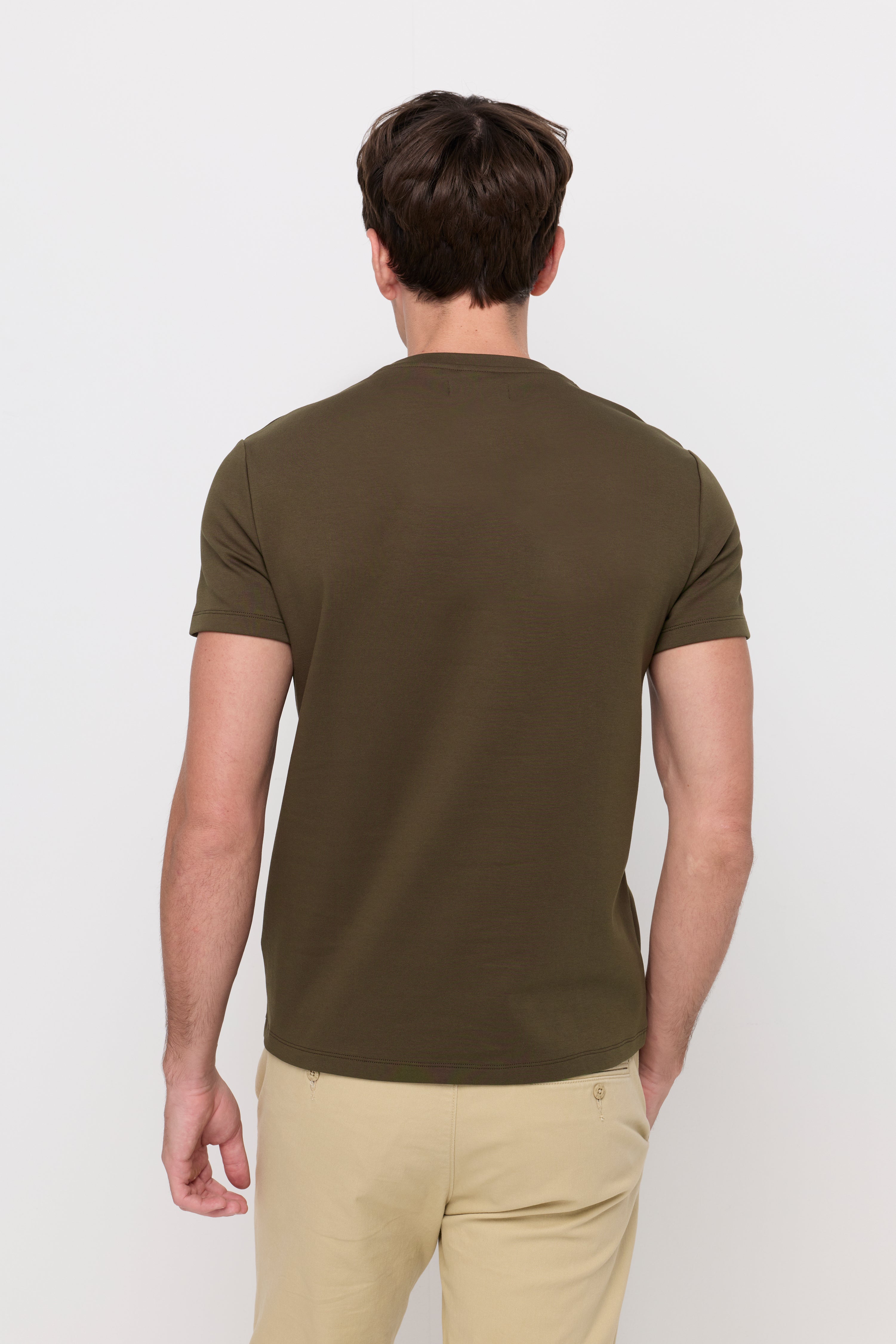 Cotton Short Sleeve Round Neck T-Shirt Dark Green