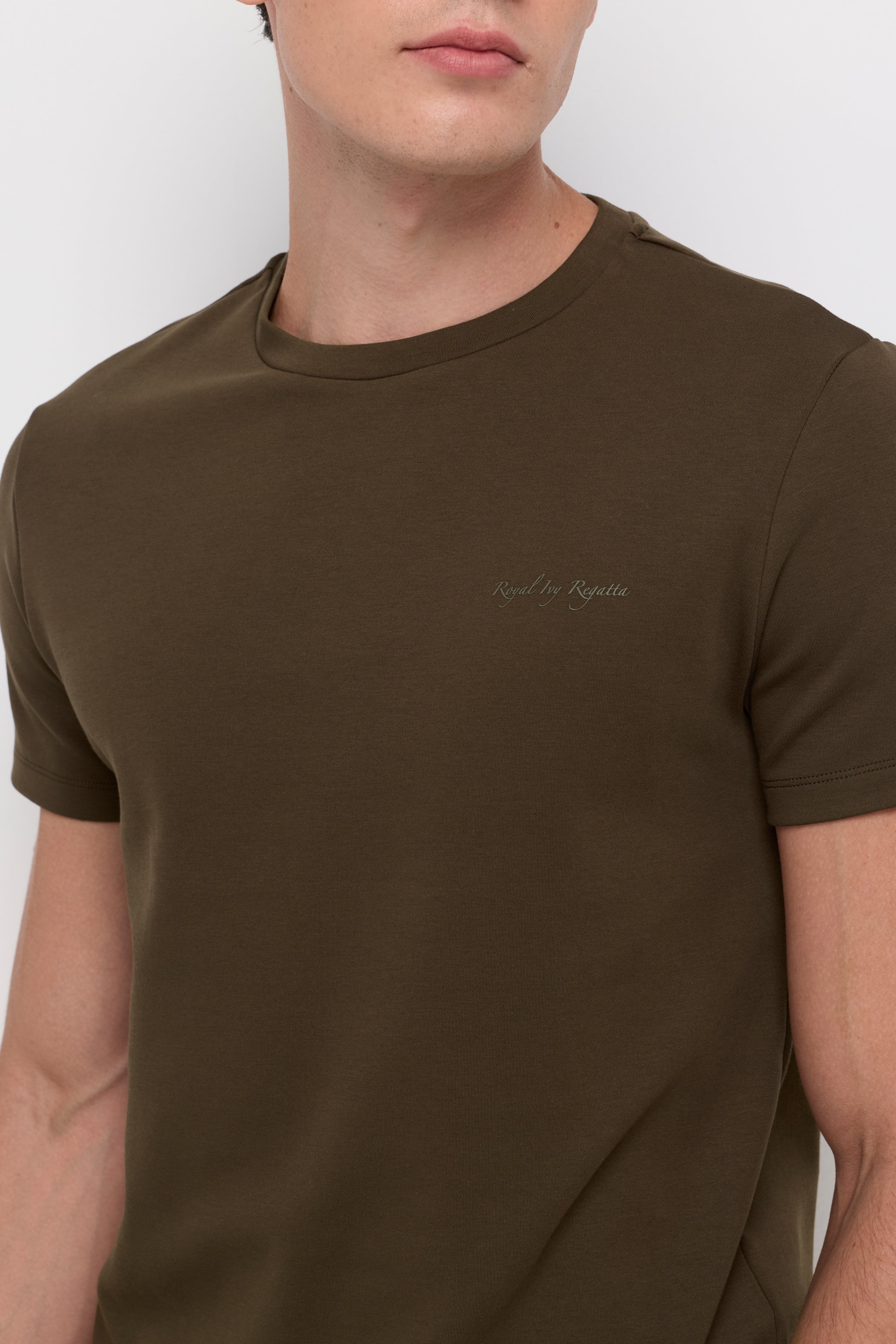 Cotton Short Sleeve Round Neck T-Shirt Dark Green