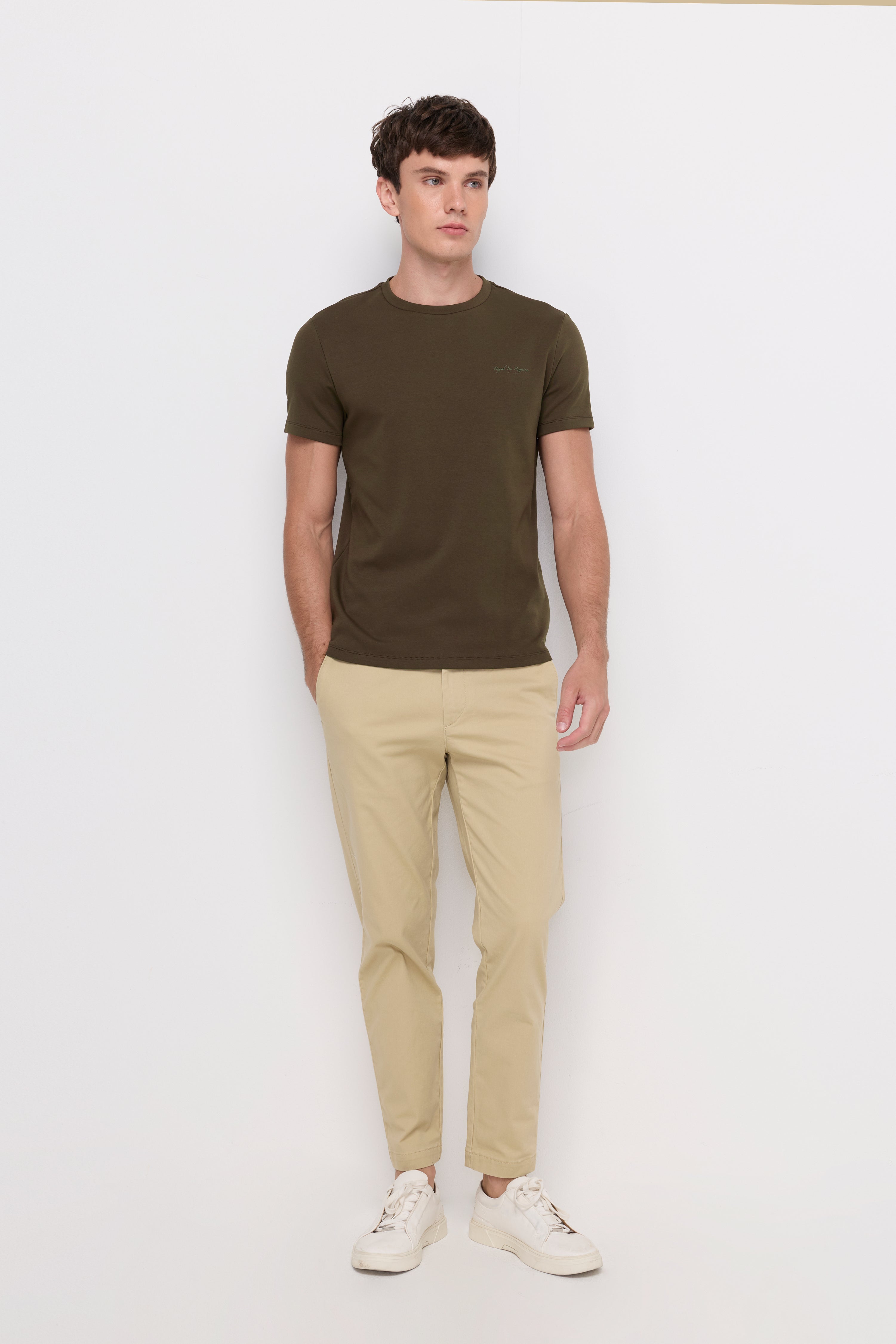 Cotton Short Sleeve Round Neck T-Shirt Dark Green