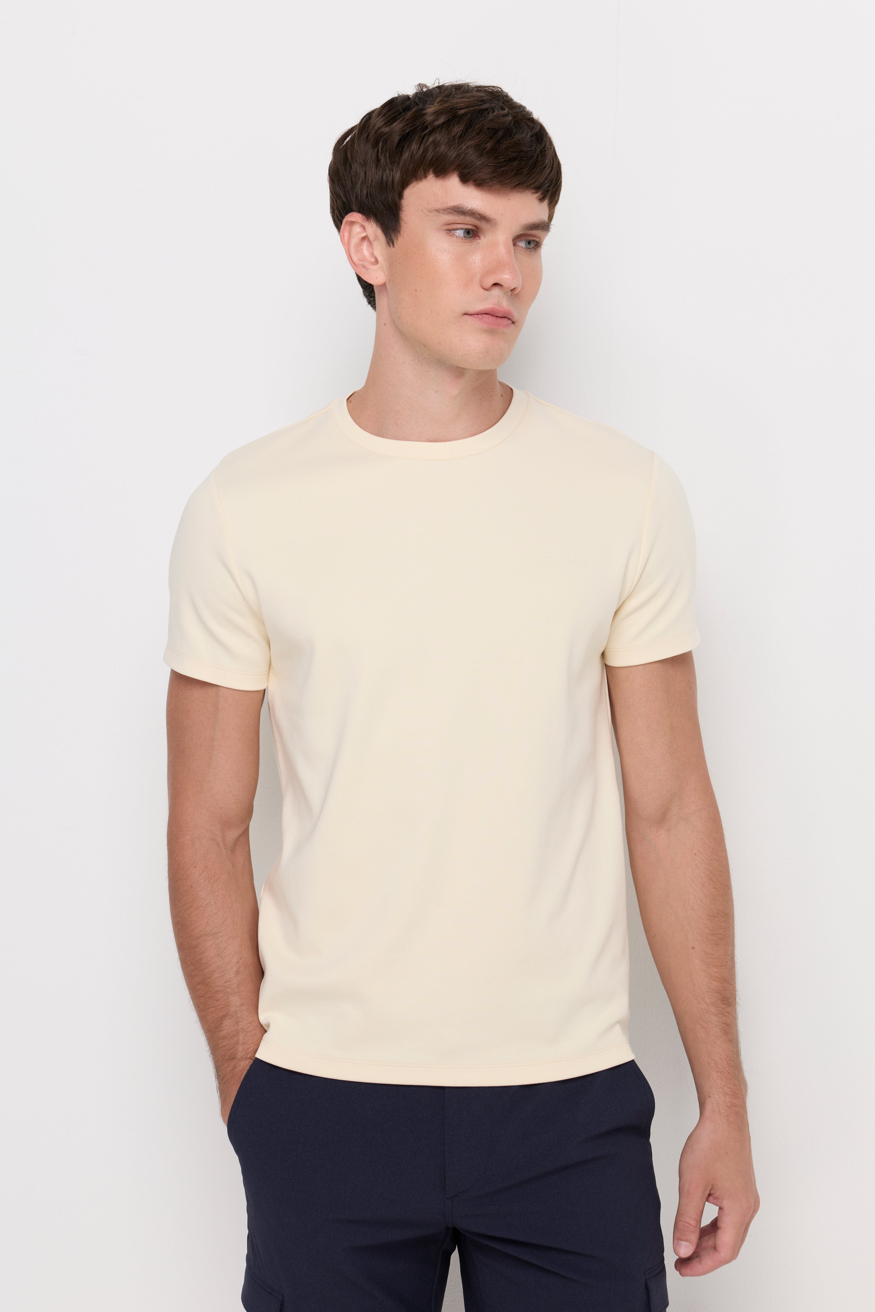 Cotton Short Sleeve Round Neck T-Shirt Off-White