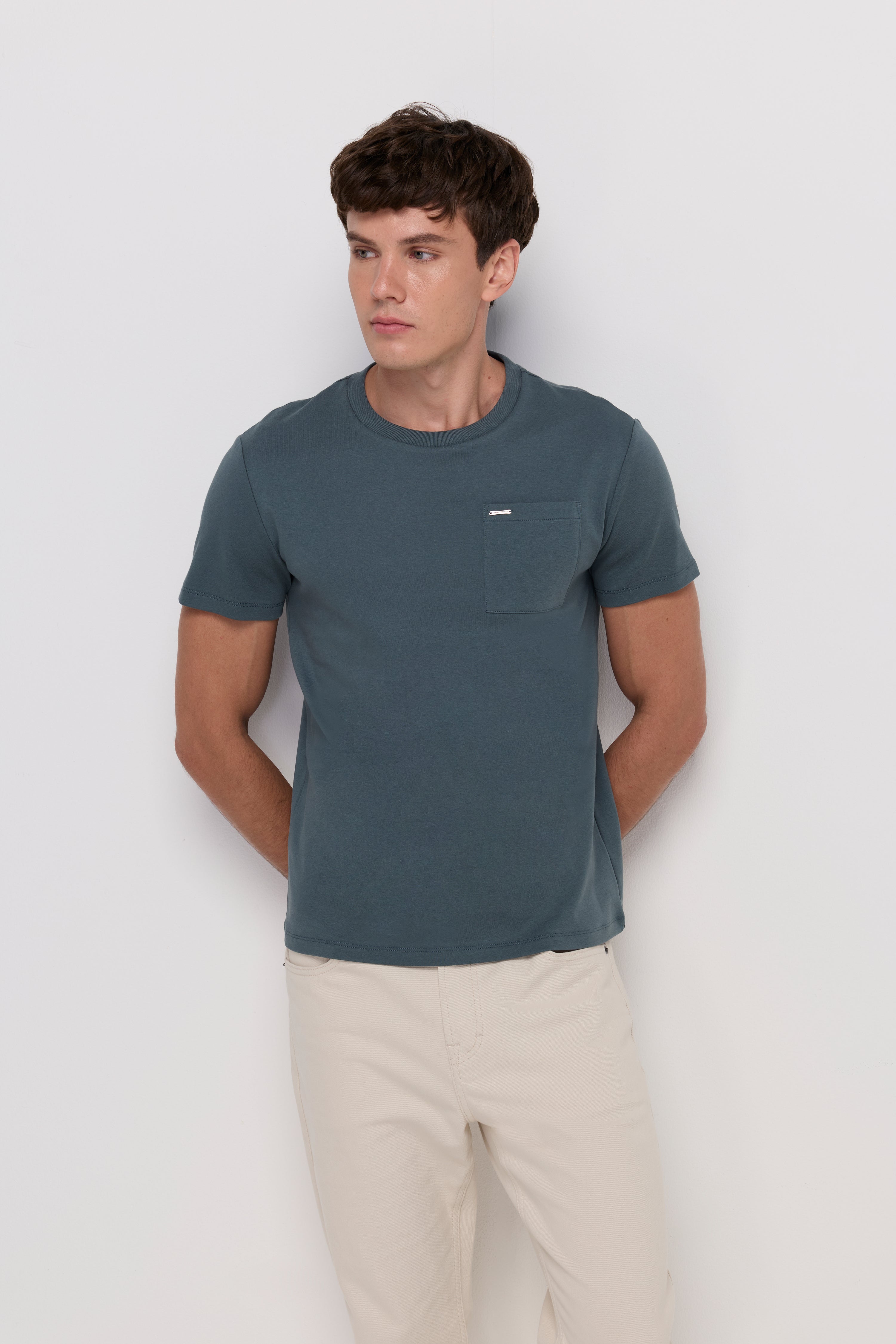 Round Neck Cotton T-Shirt Dark Green
