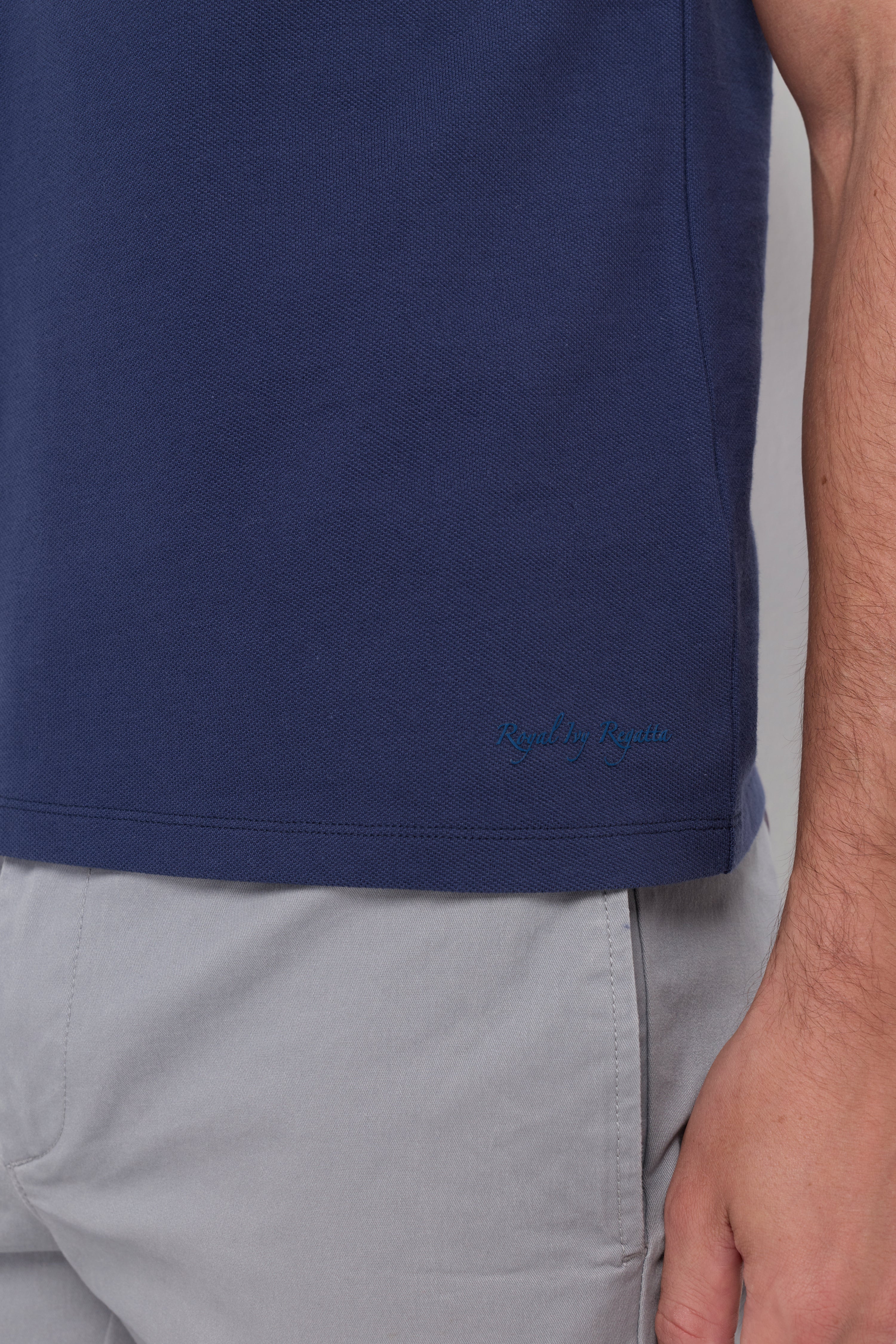 Pique Short Sleeve Round Neck T-Shirt Navy