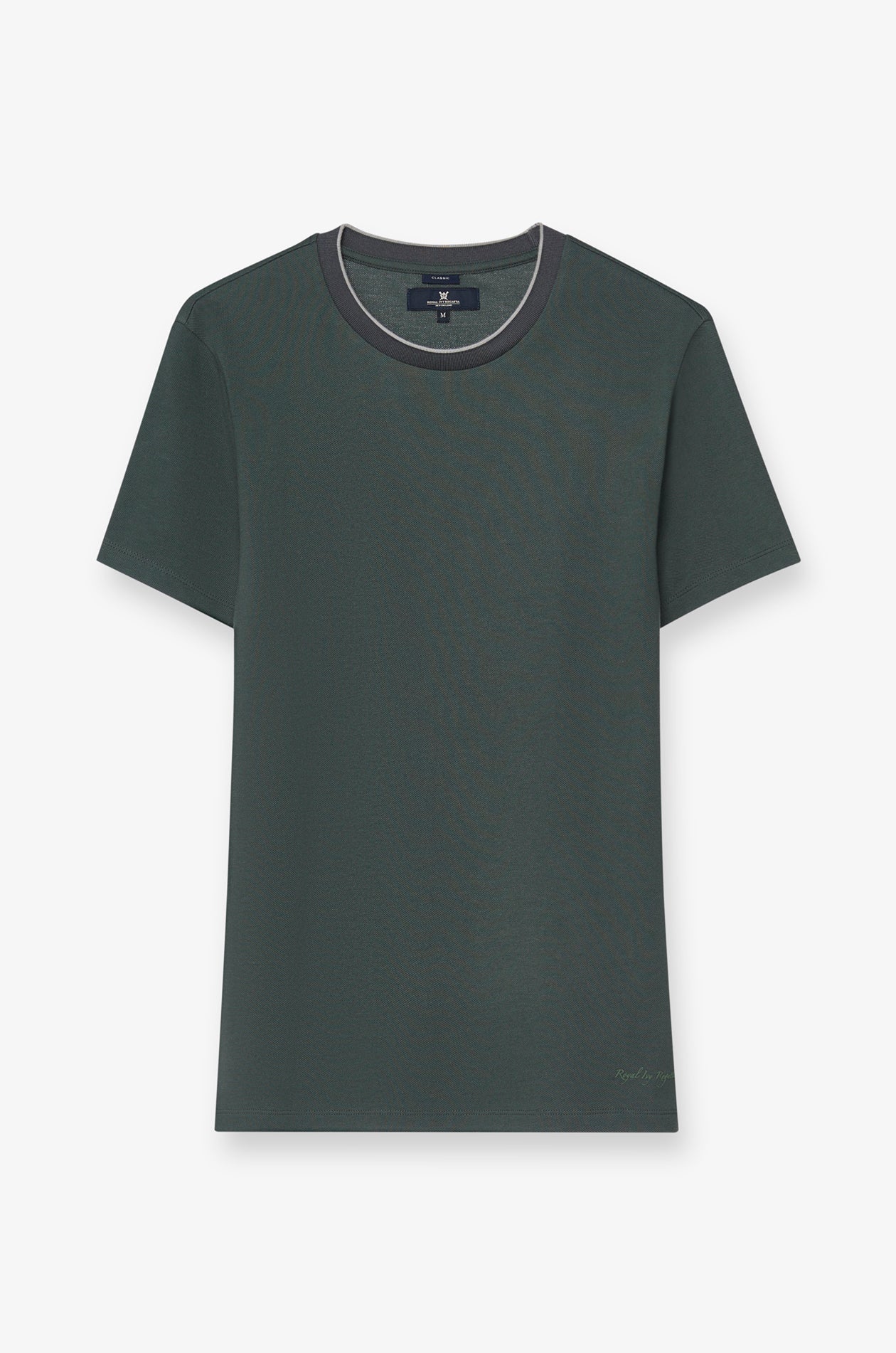Pique Short Sleeve Round Neck T-Shirt Dark Green