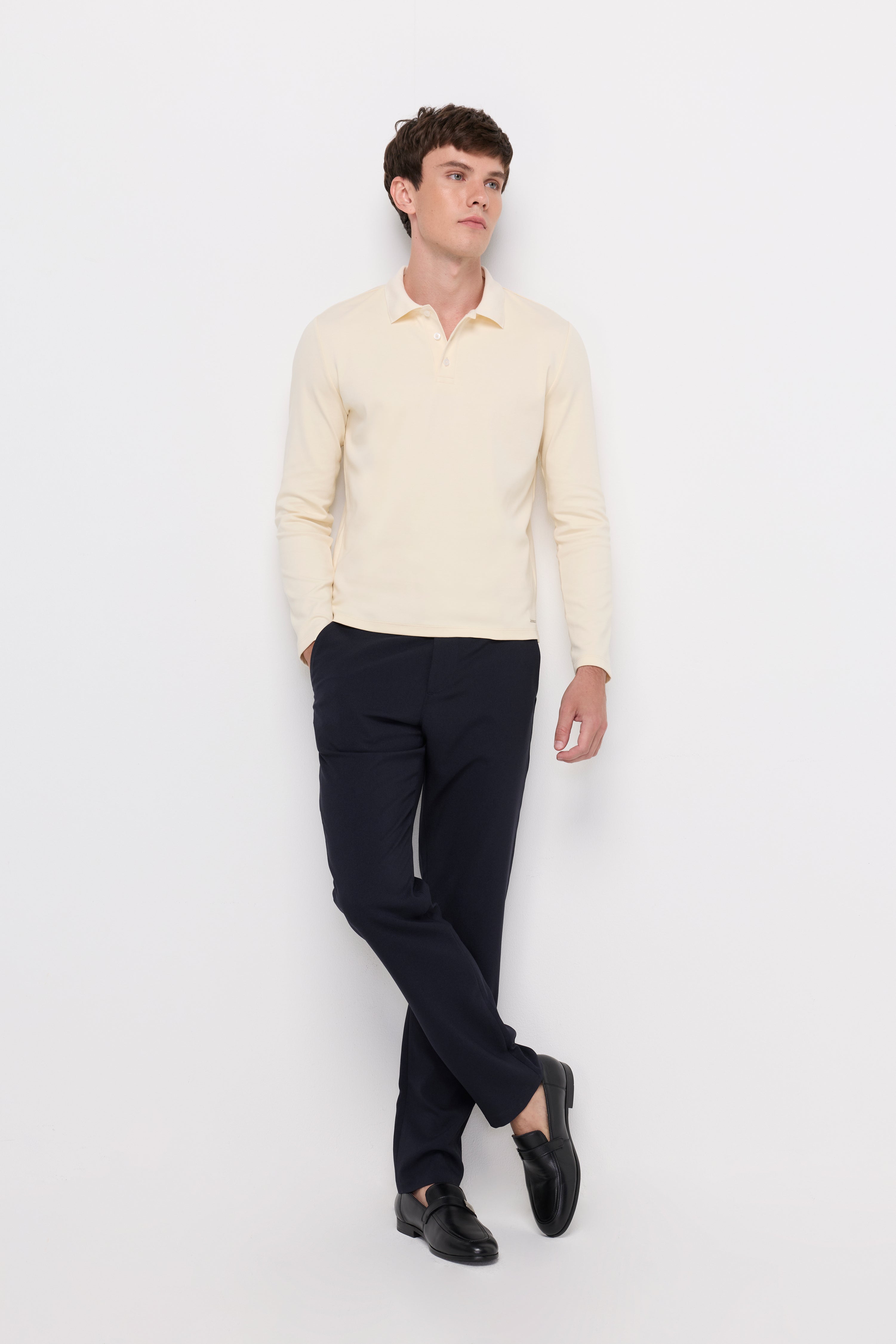 Jersey Polo Lone Sleeve Shirt Cream