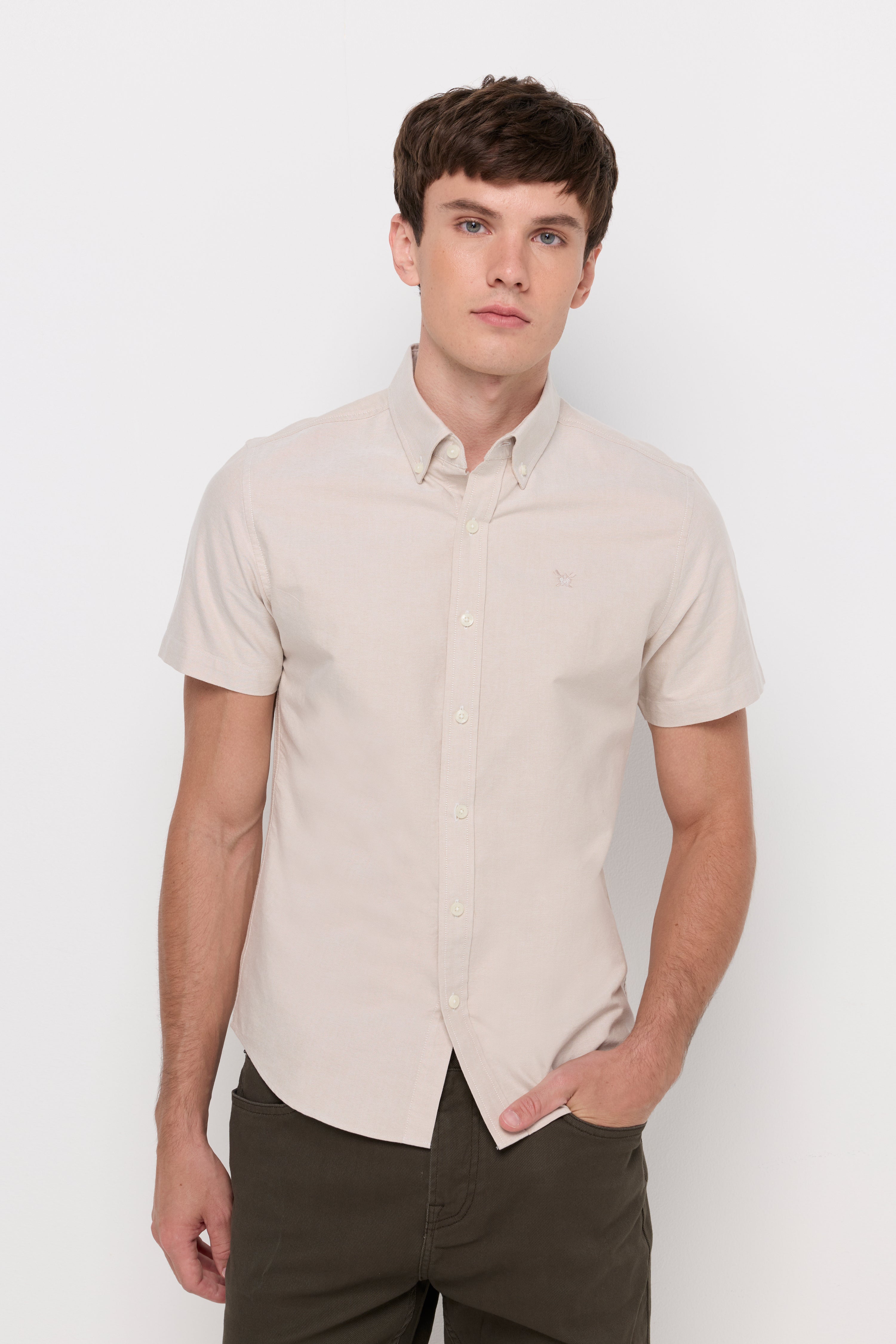 Oxford Short Sleeve Shirt Beige