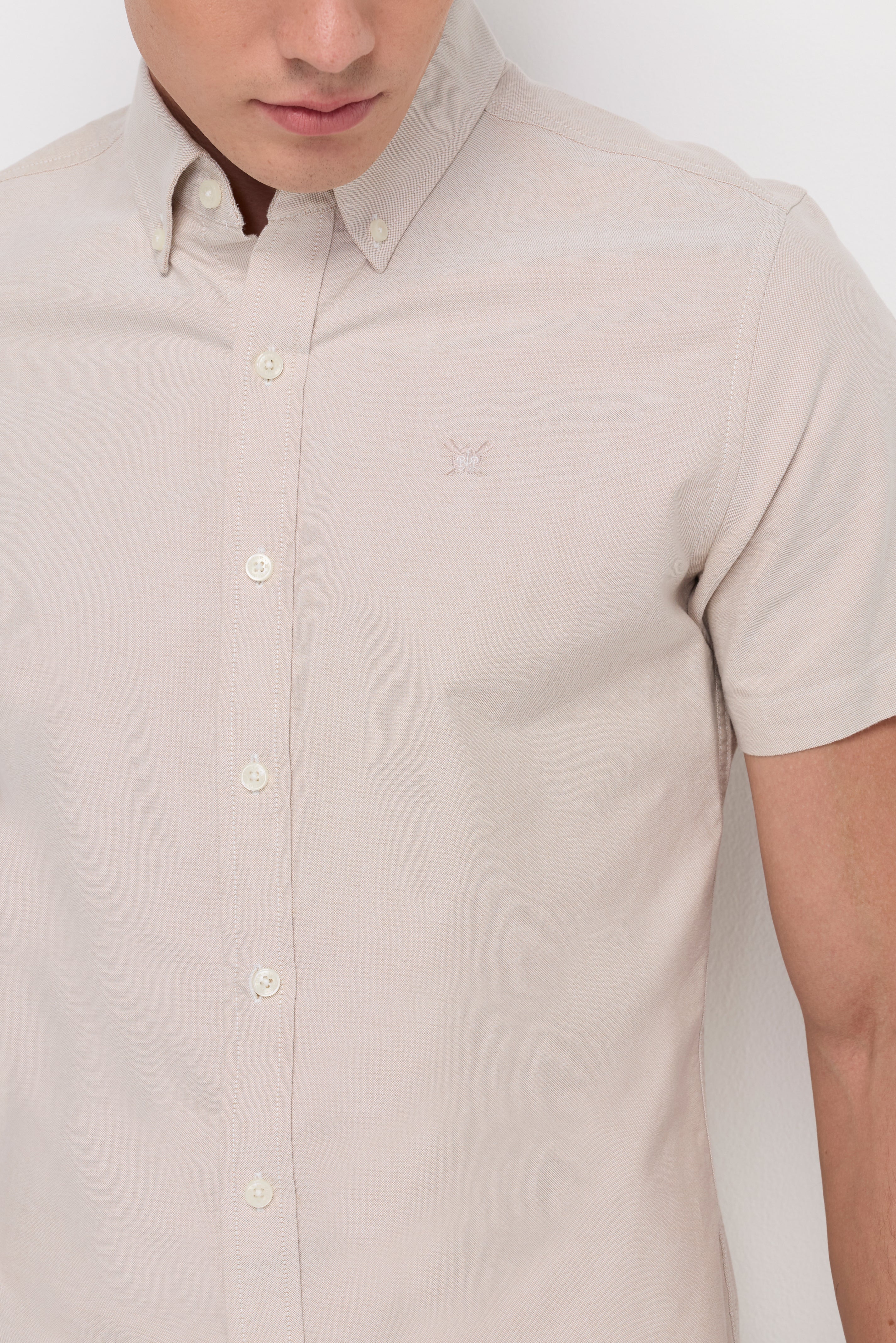 Oxford Short Sleeve Shirt Beige