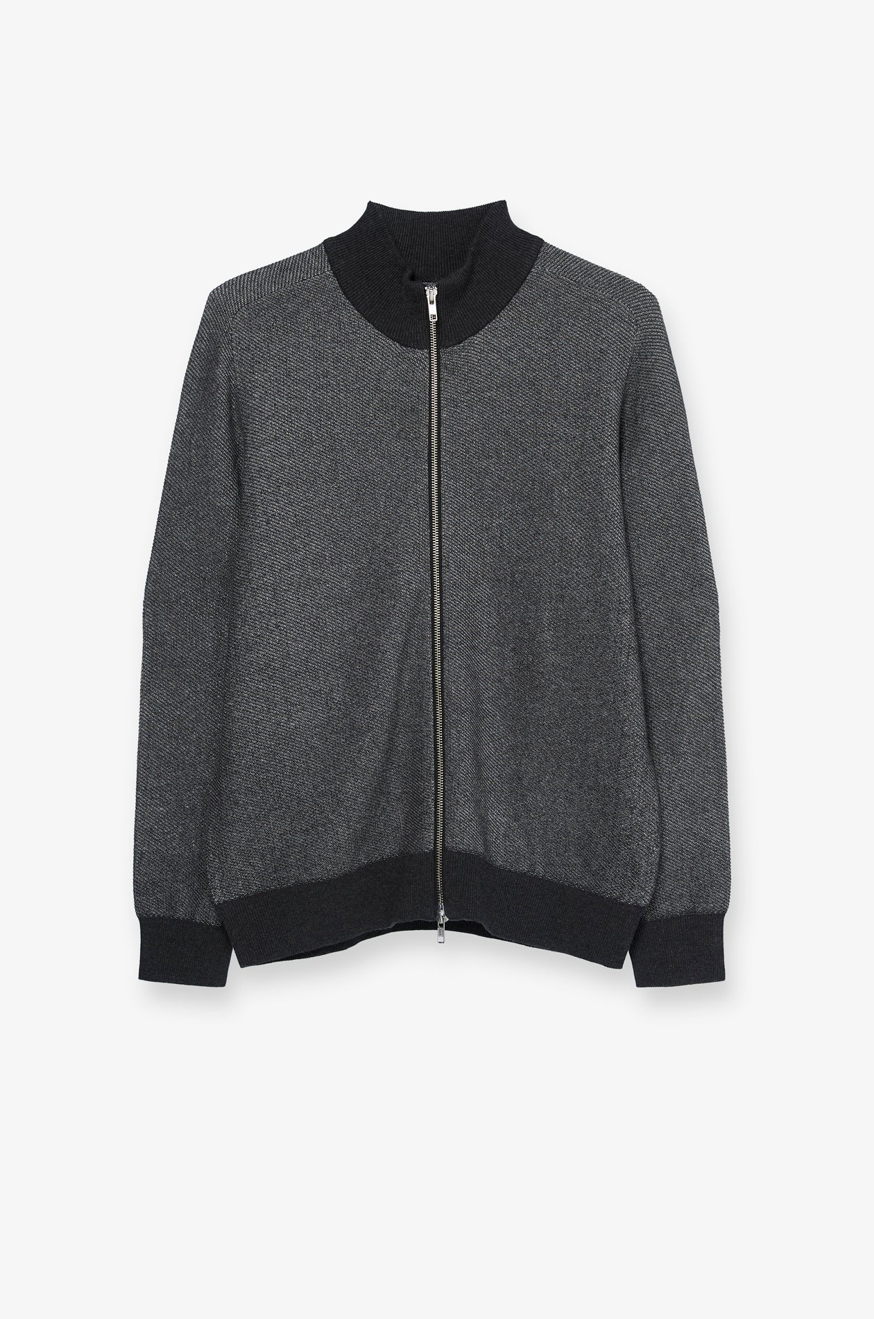 Heritage Knit Bomber Jacket Dark Grey