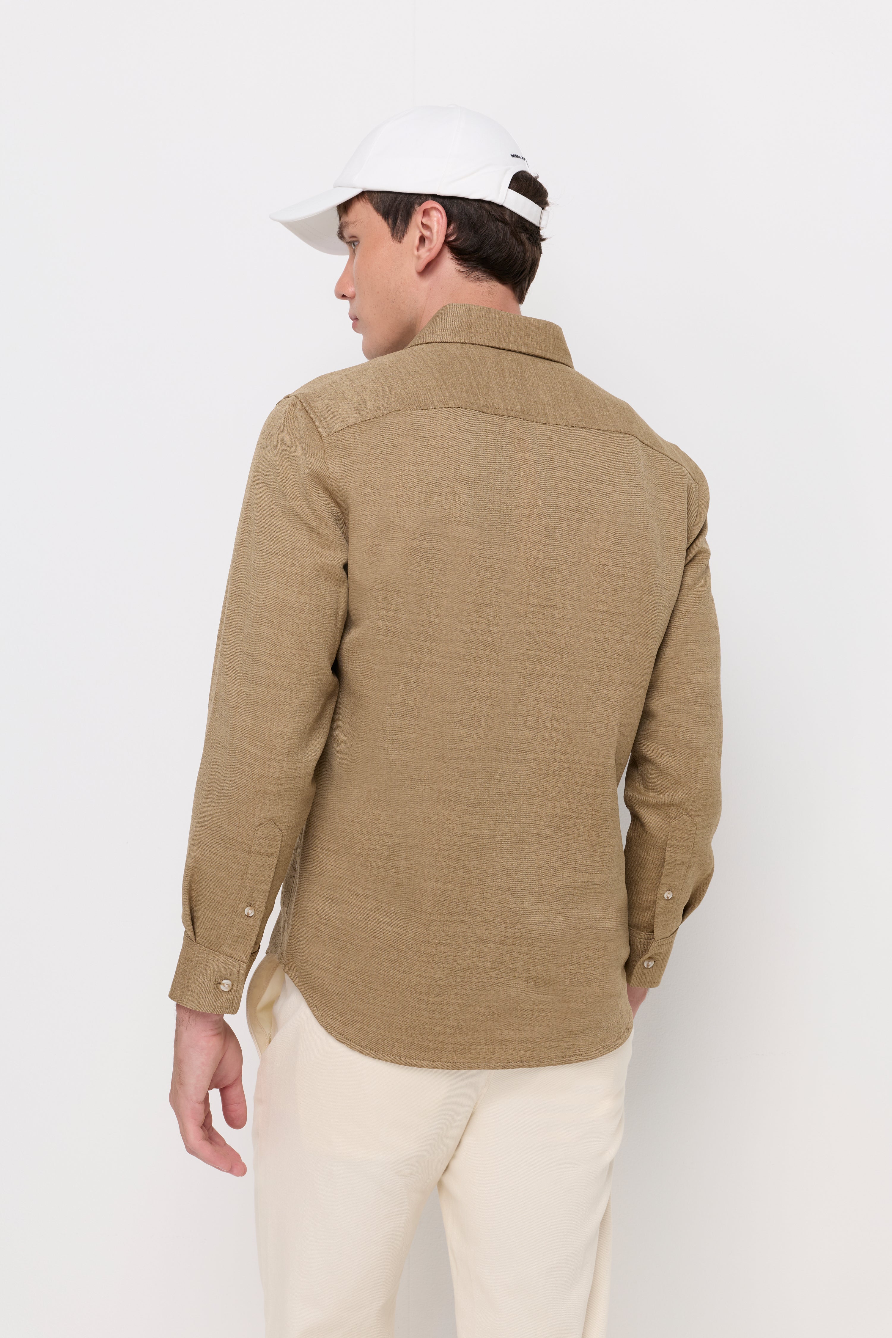 Textured Twill Button-Up Shirt Dark Brown
