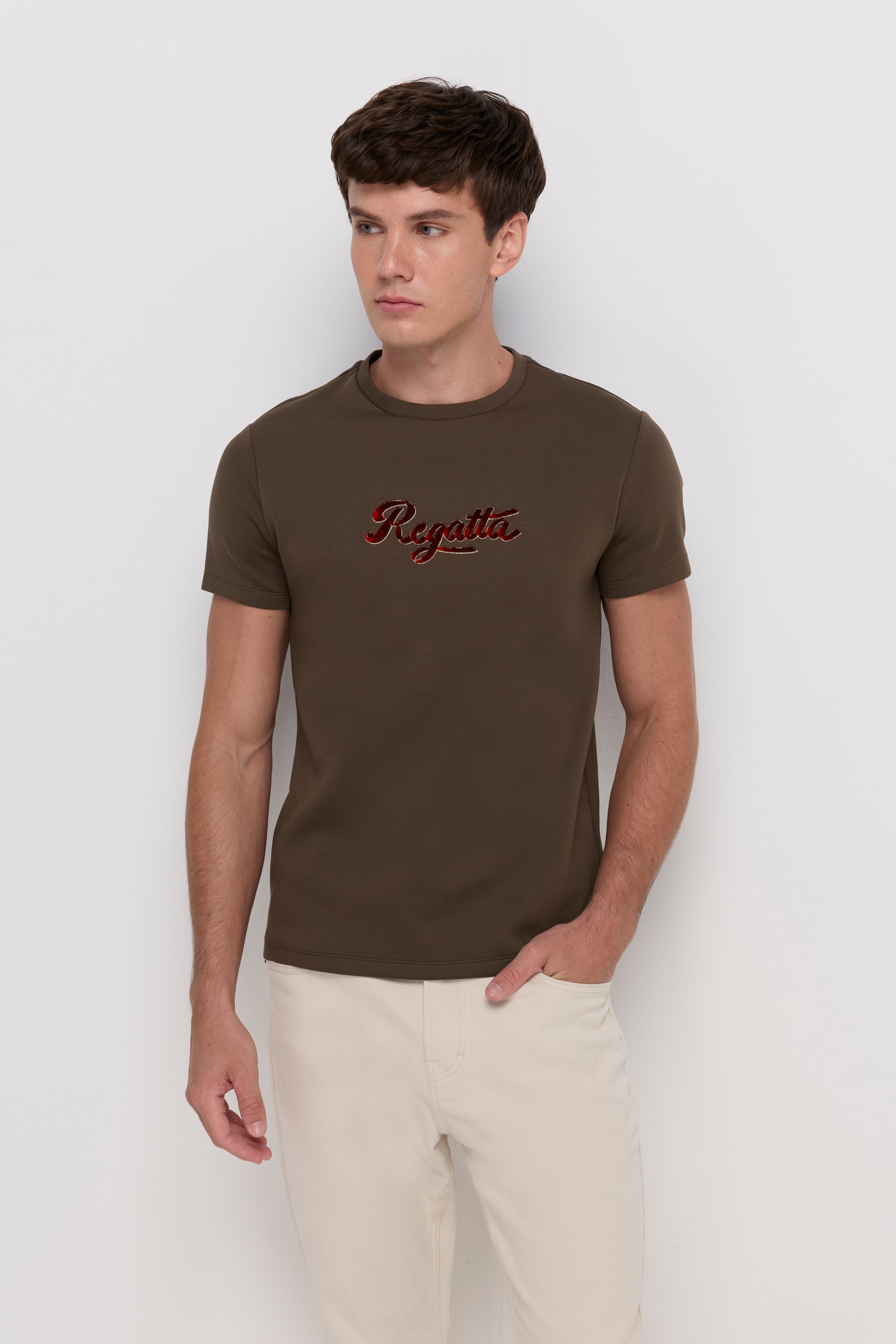 Regatta Logo Embroidered T-Shirt Dark Brown