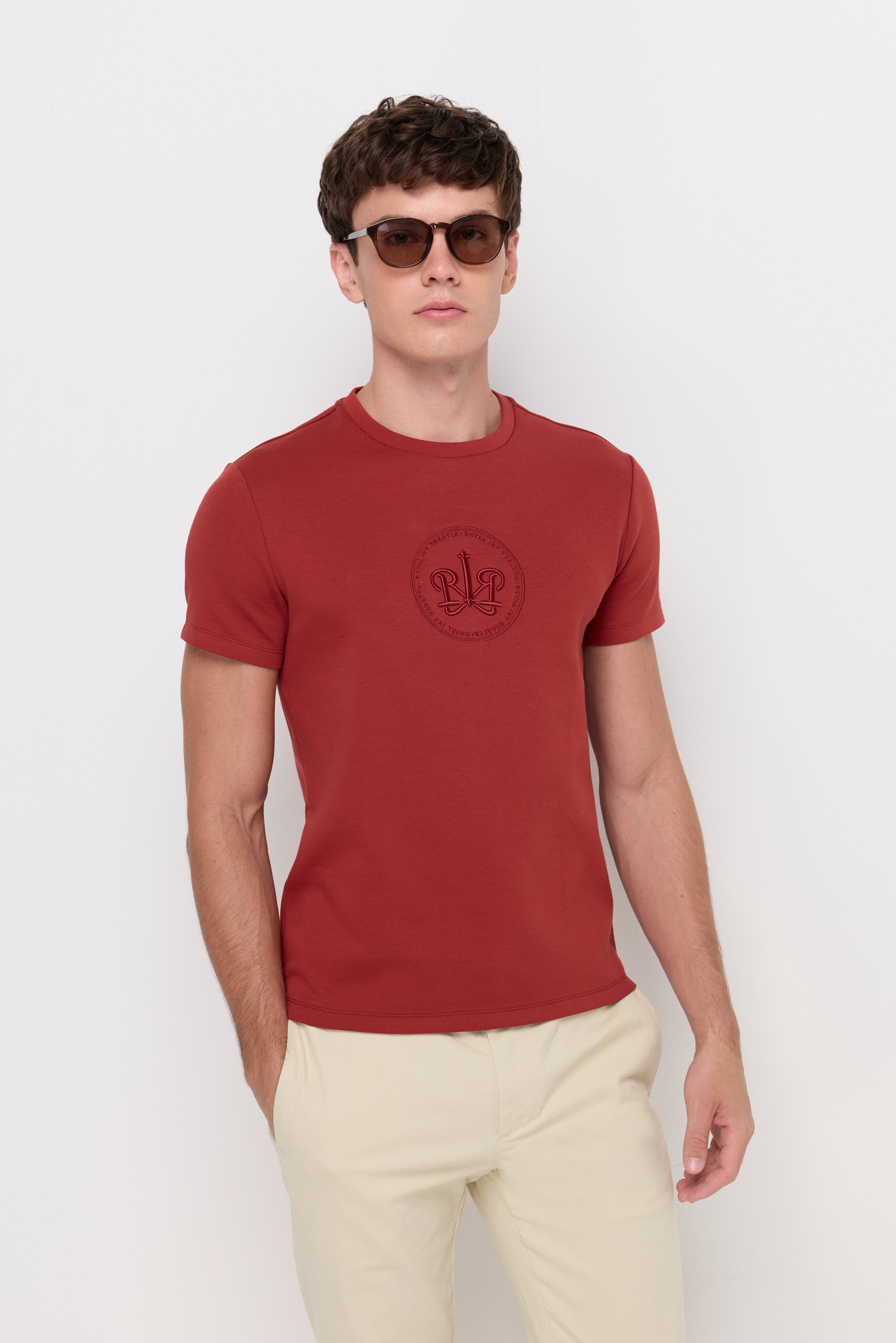 Embroidered Crest T-Shirt Red