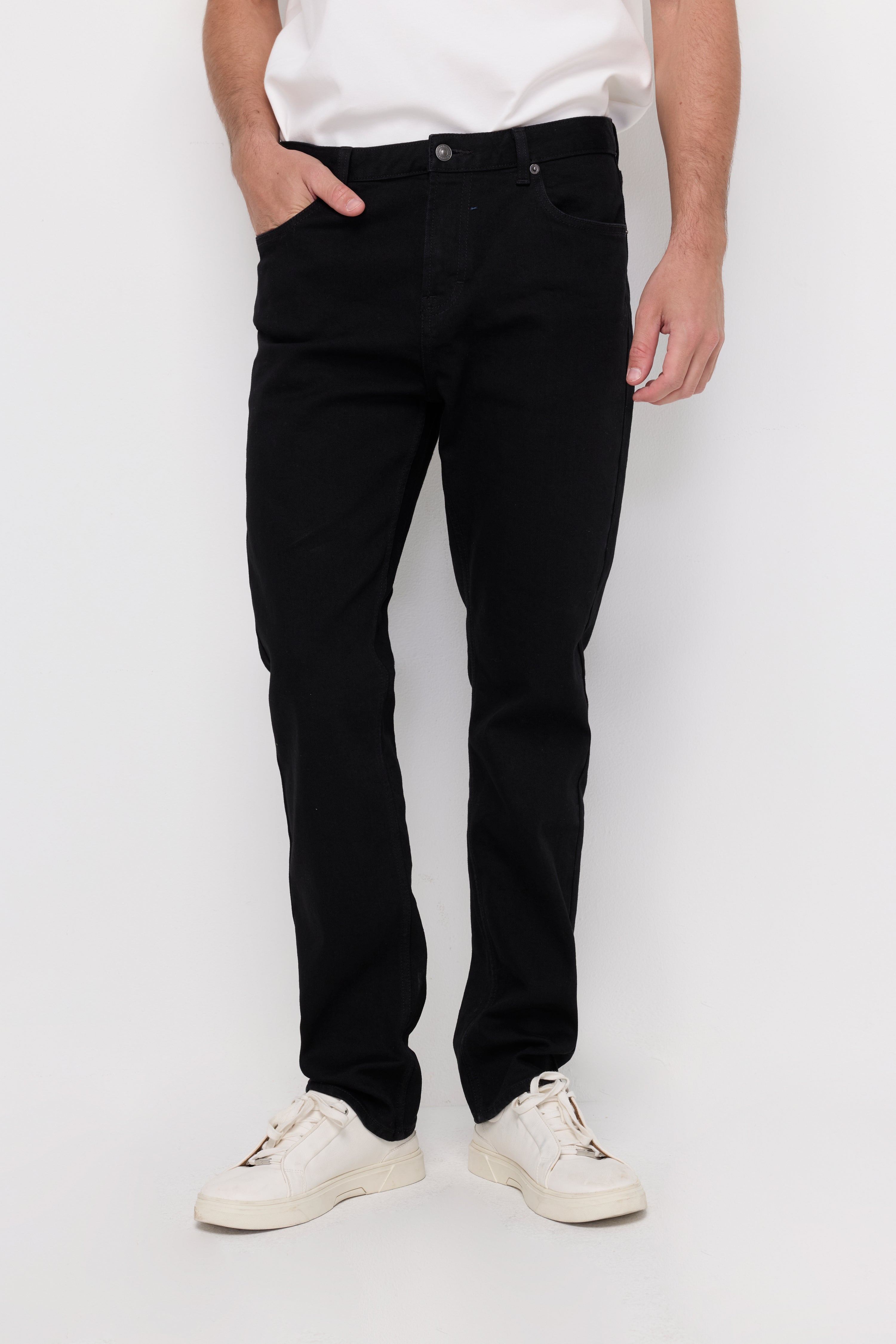 Black Denim Washed Strech Jeans Black