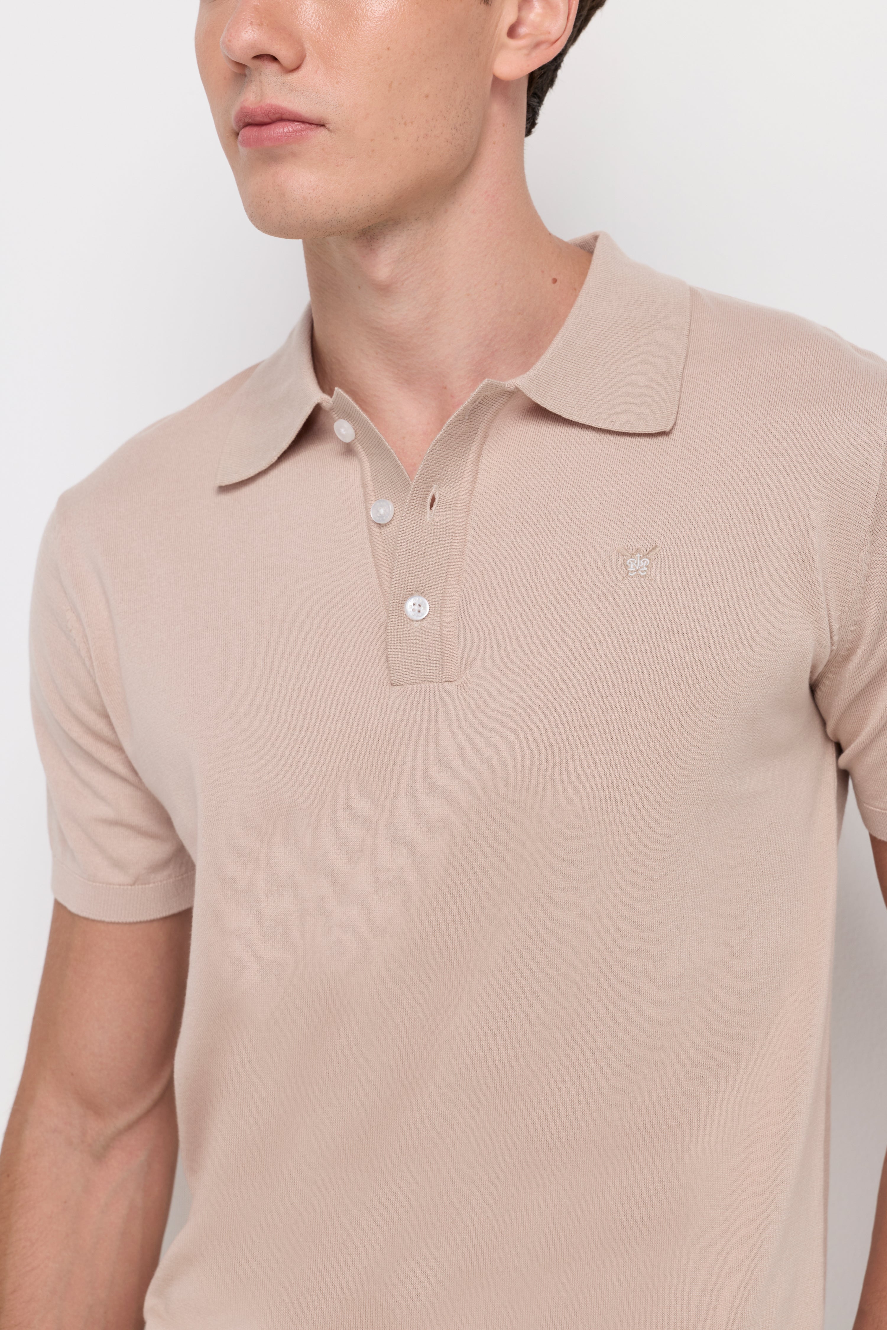 Pique Knitwear Polo Cotton Beige