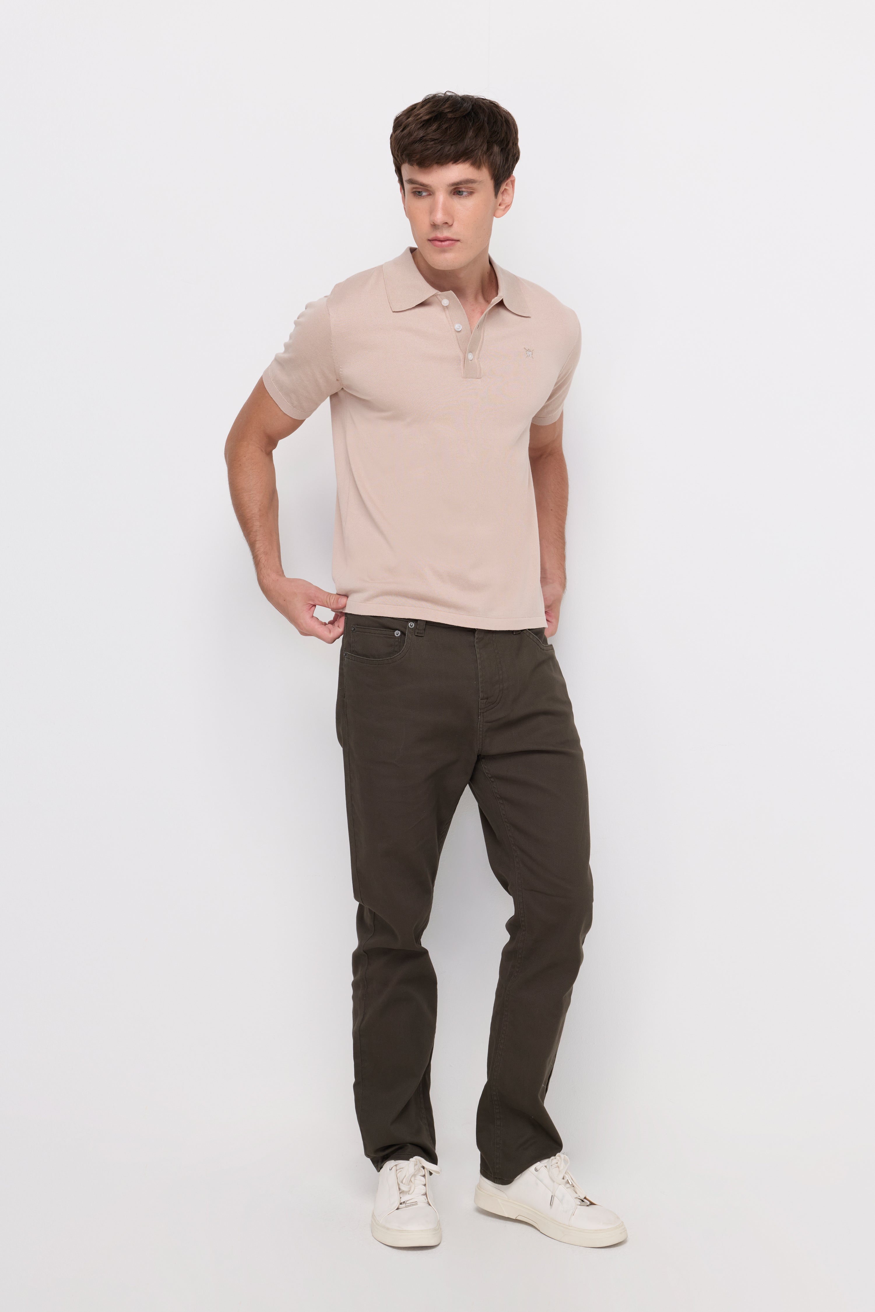 Pique Knitwear Polo Cotton Beige