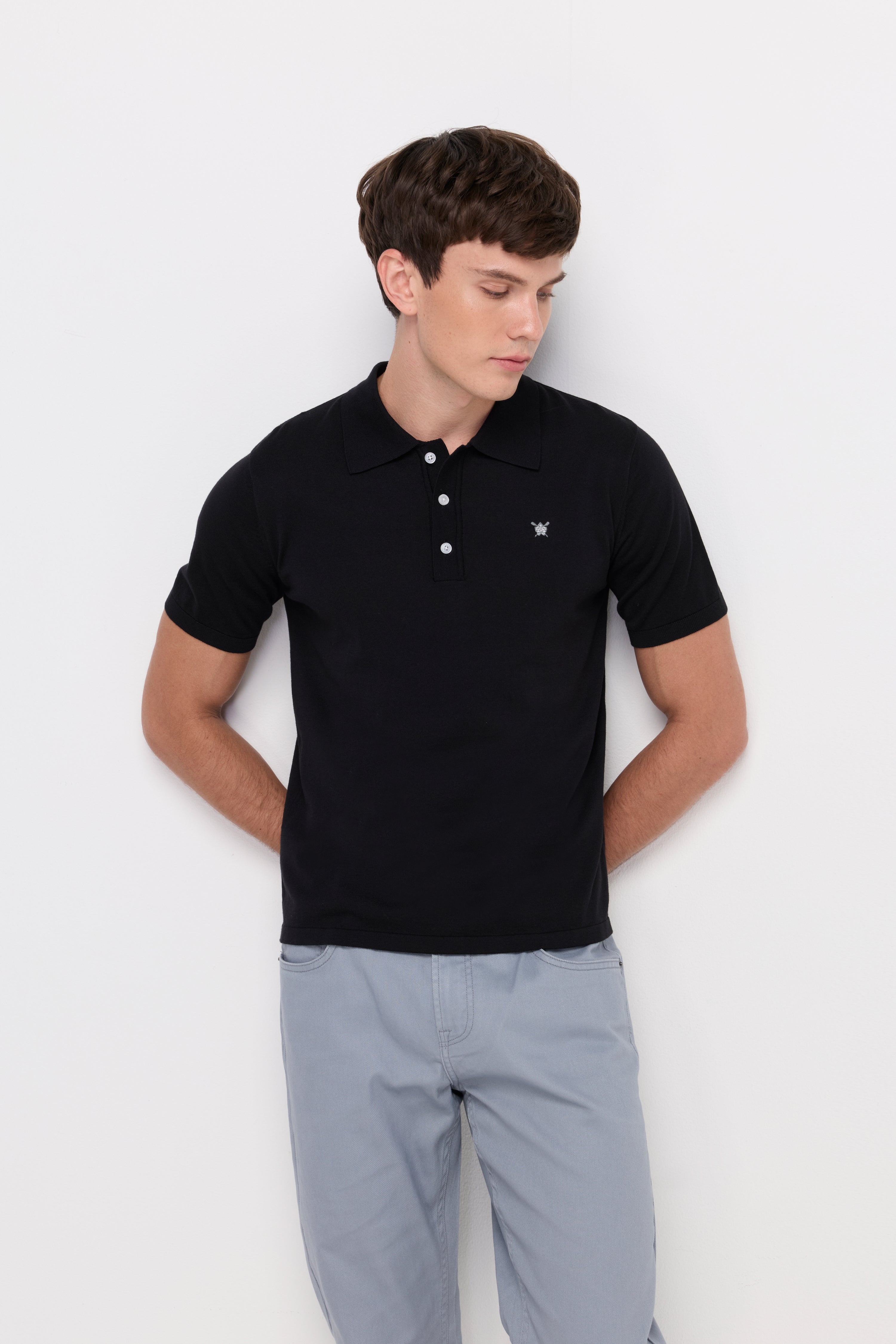 Pique Knitwear Polo Cotton Black