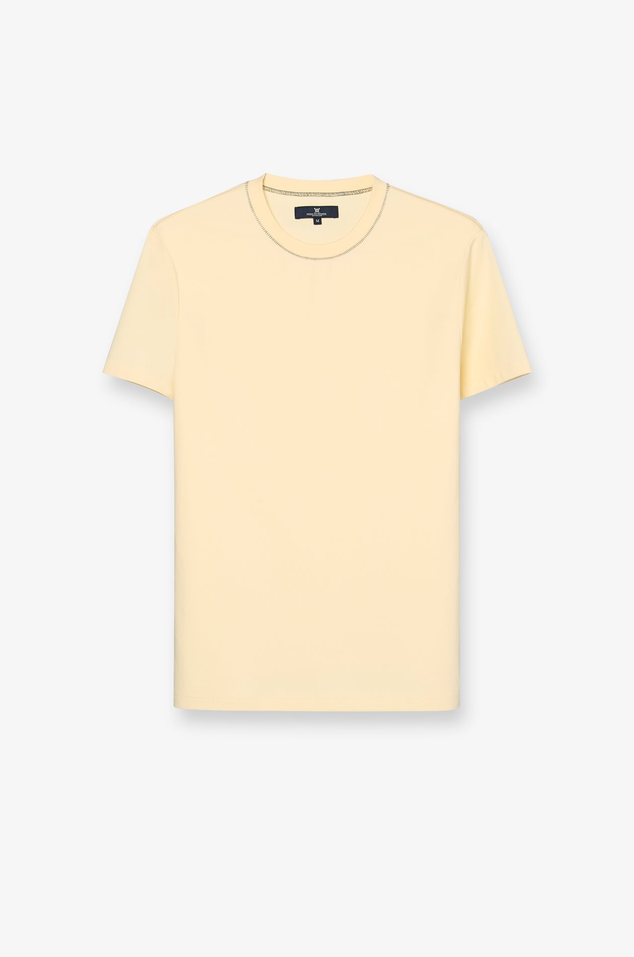 Contrast Stitch Knit T-Shirt Light Yellow