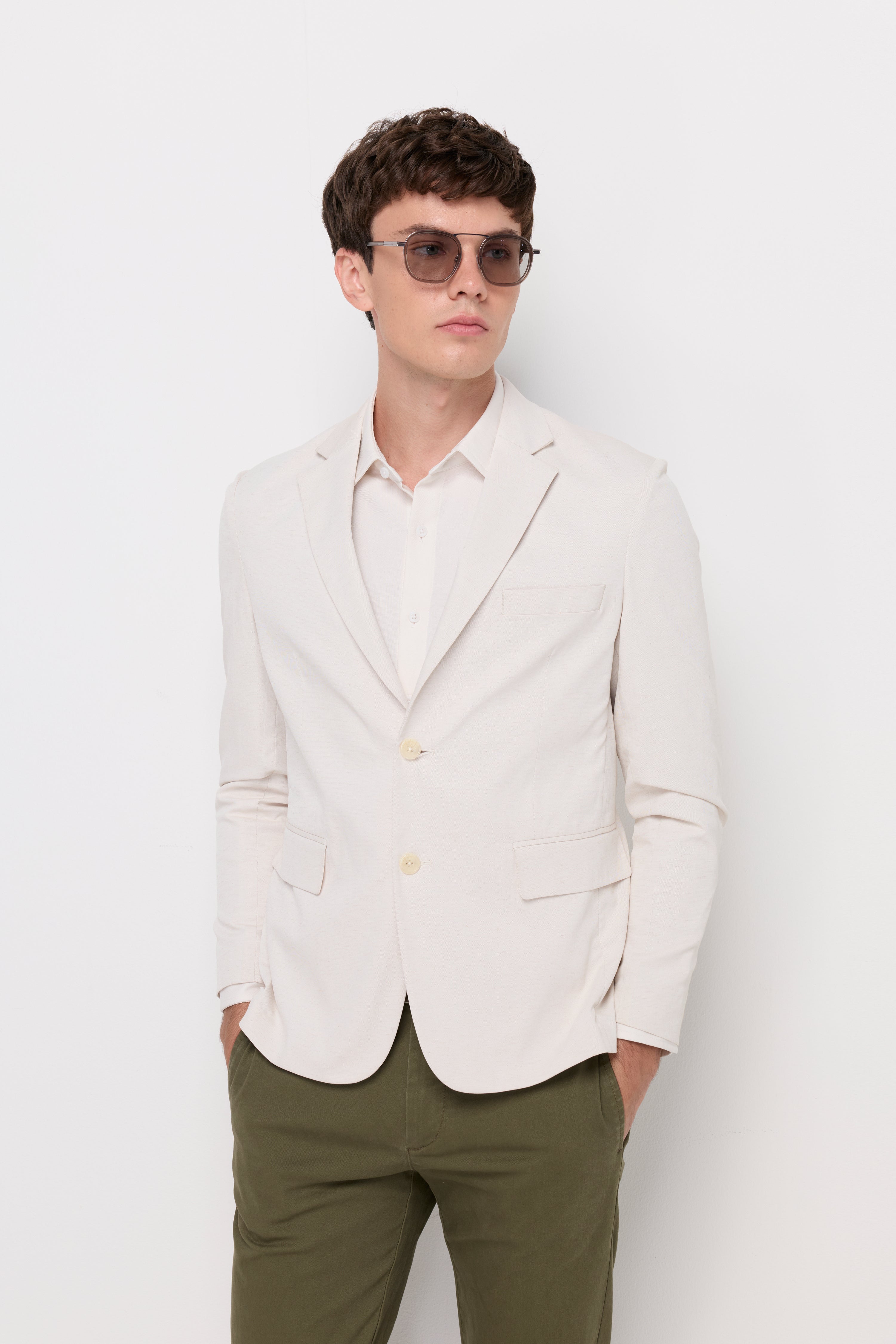 Textured Tailored Blazer Light Beige