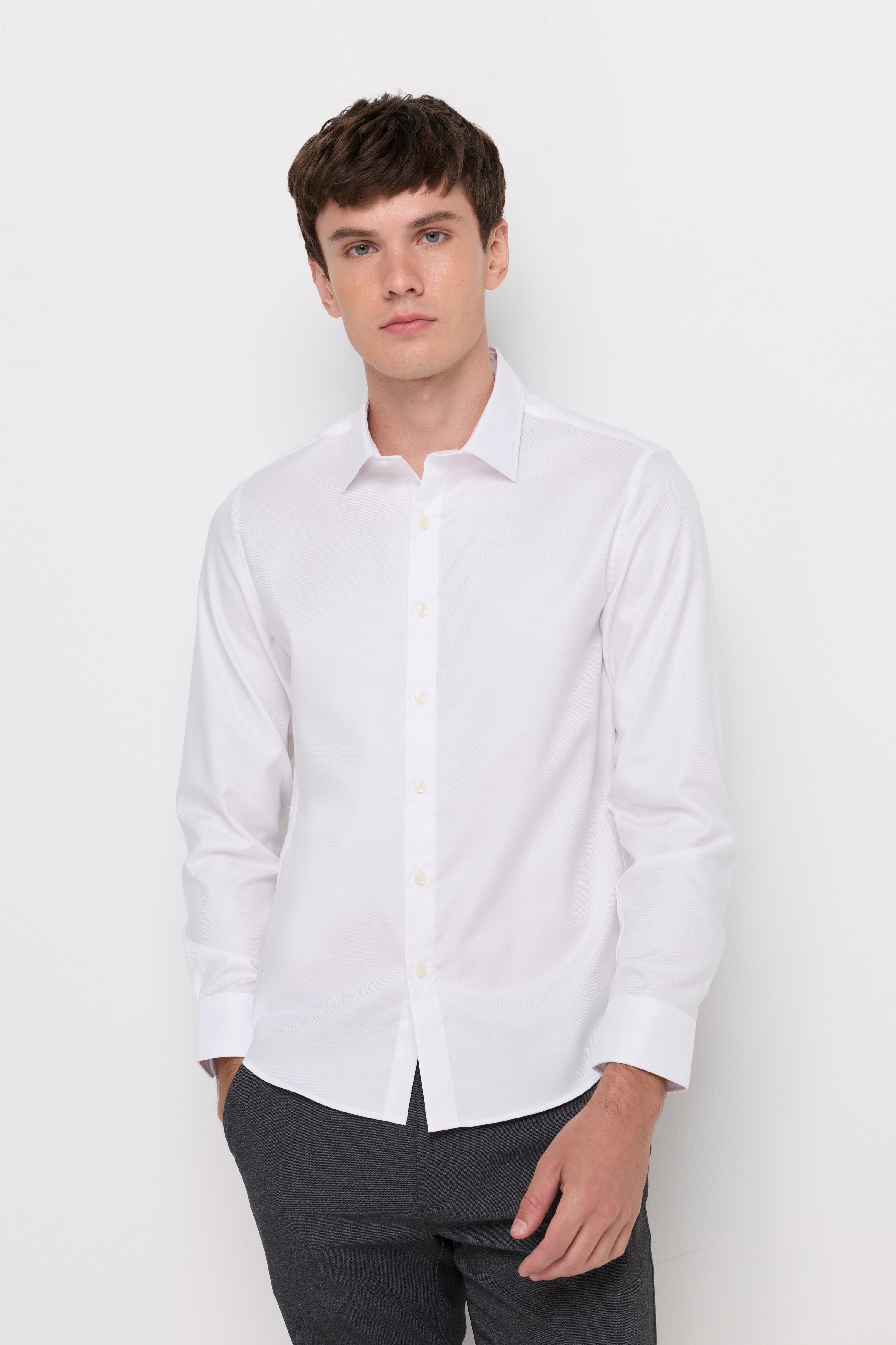Refined Textured Cotton Shirt White