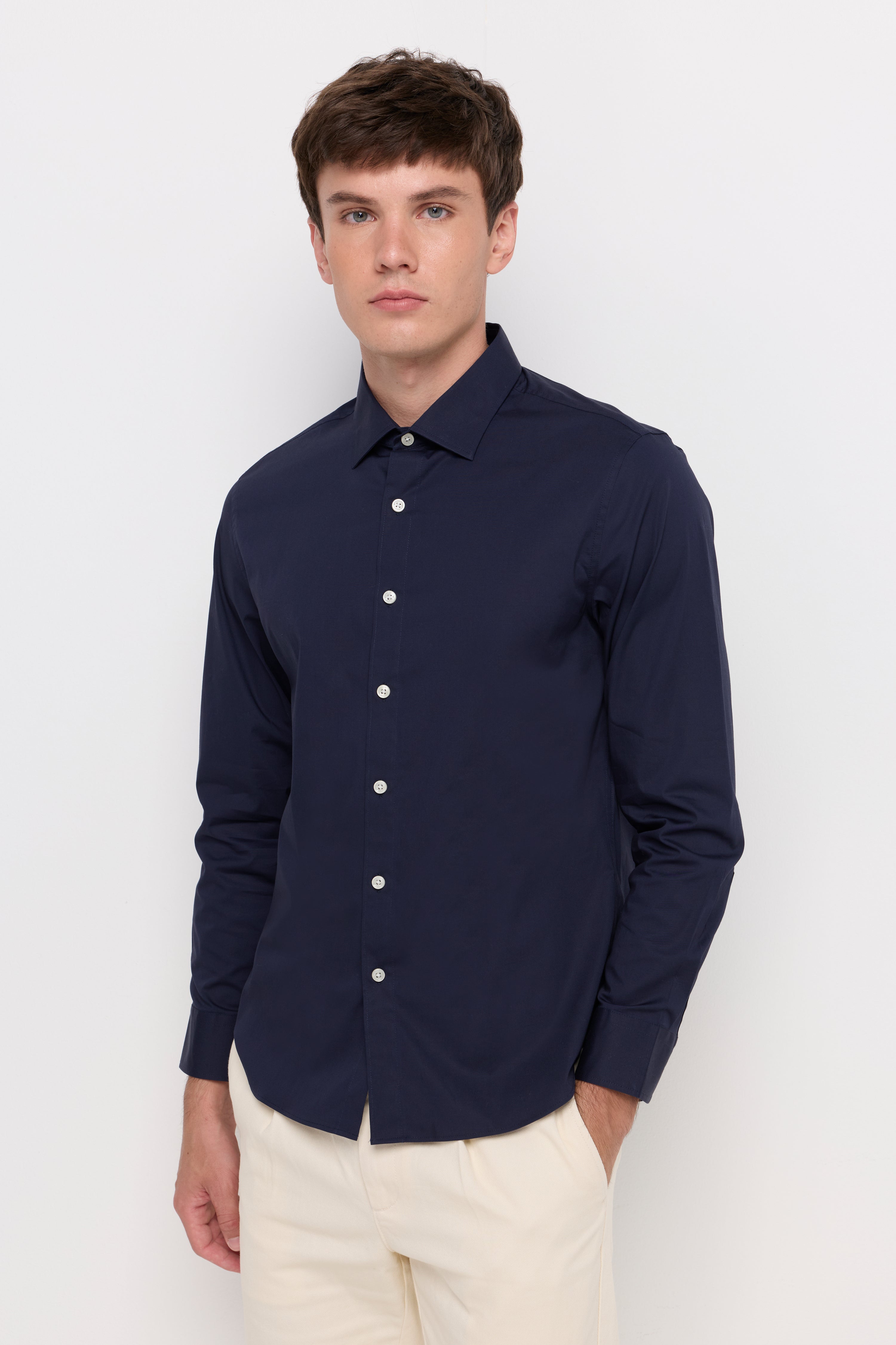 Essential Cotton Twill Shirt Navy