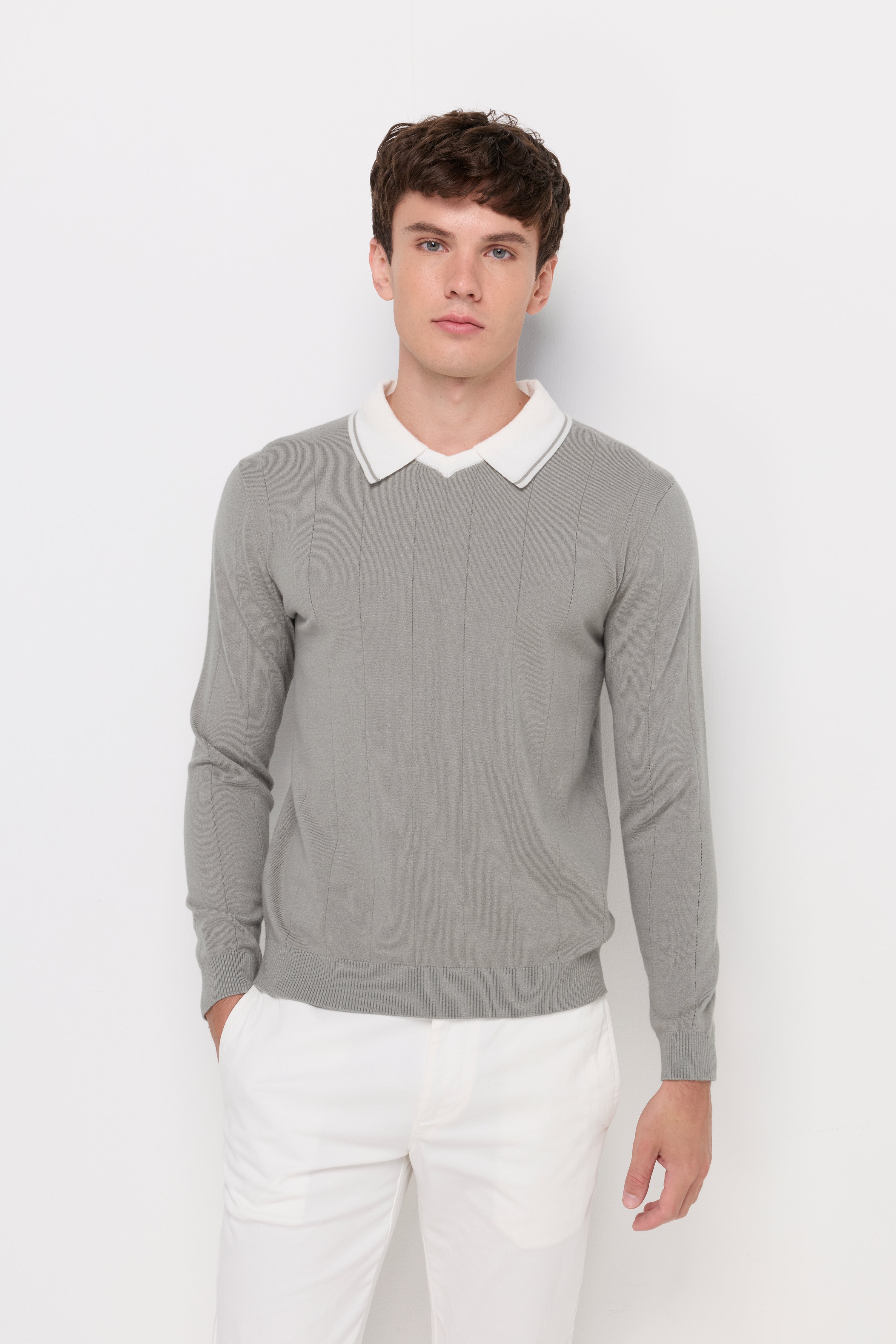 Layered Collar Knit Sweater Green