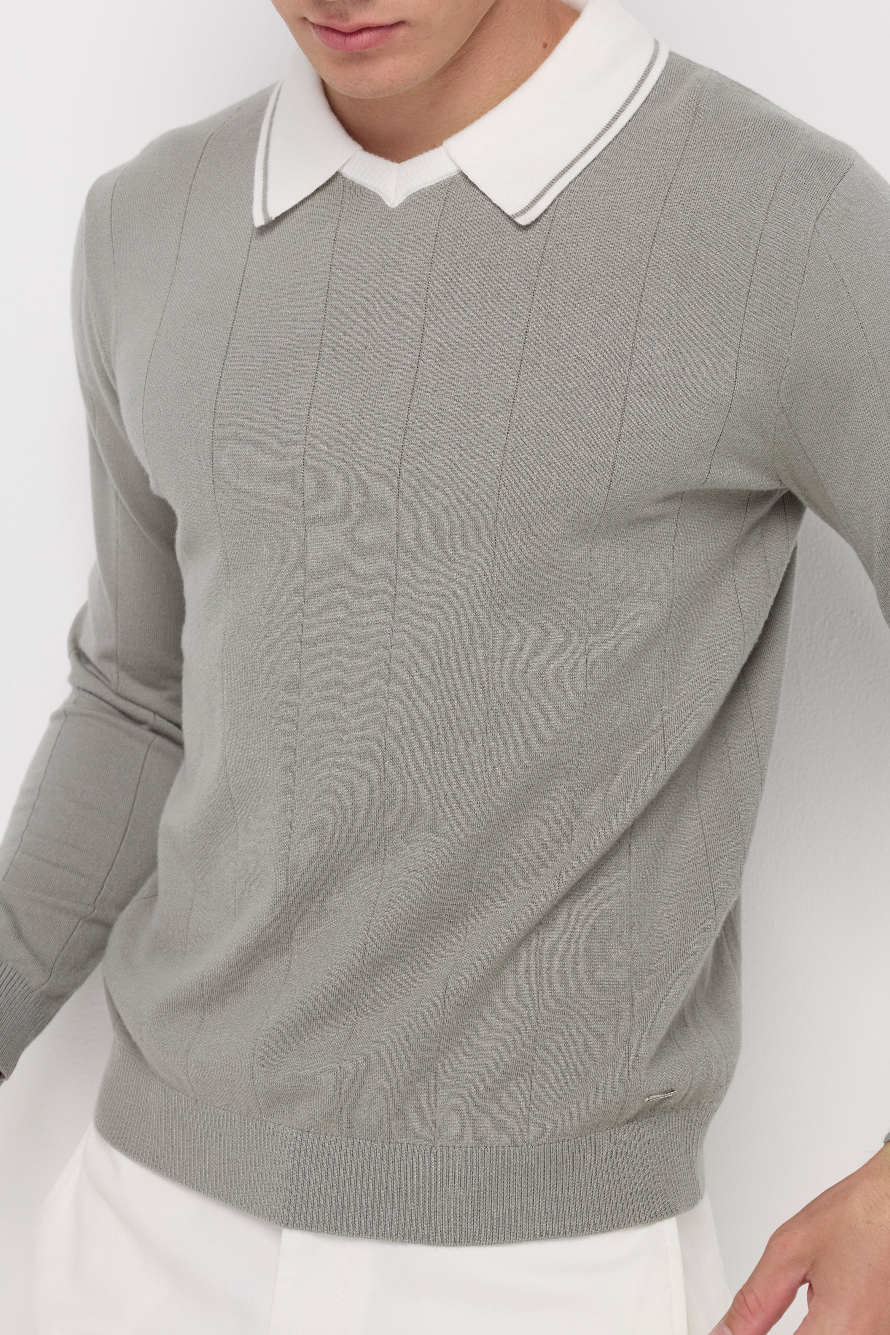 Layered Collar Knit Sweater Green