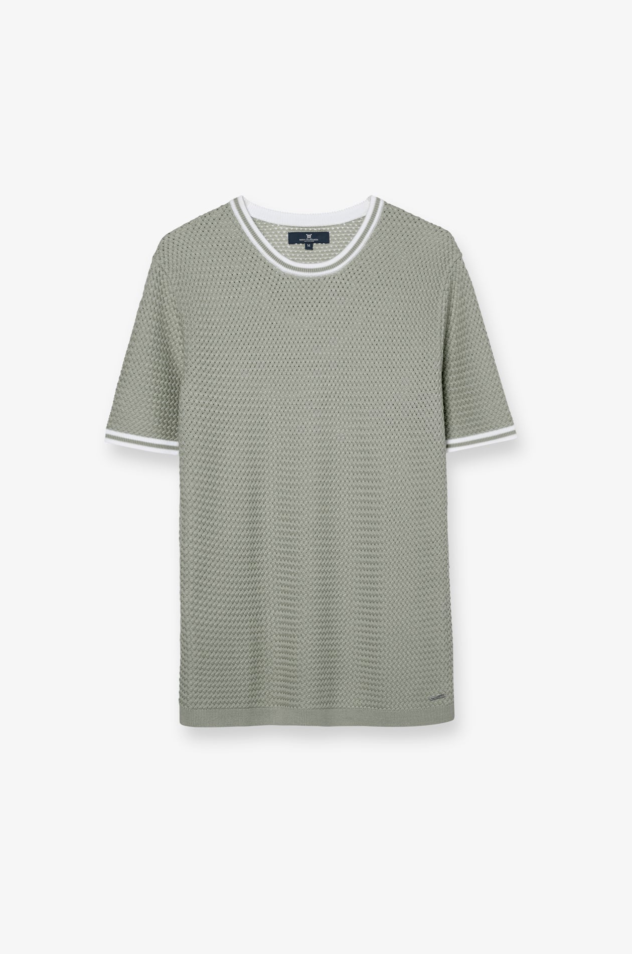 Contrast Trim Textured Knit T-Shirt Green