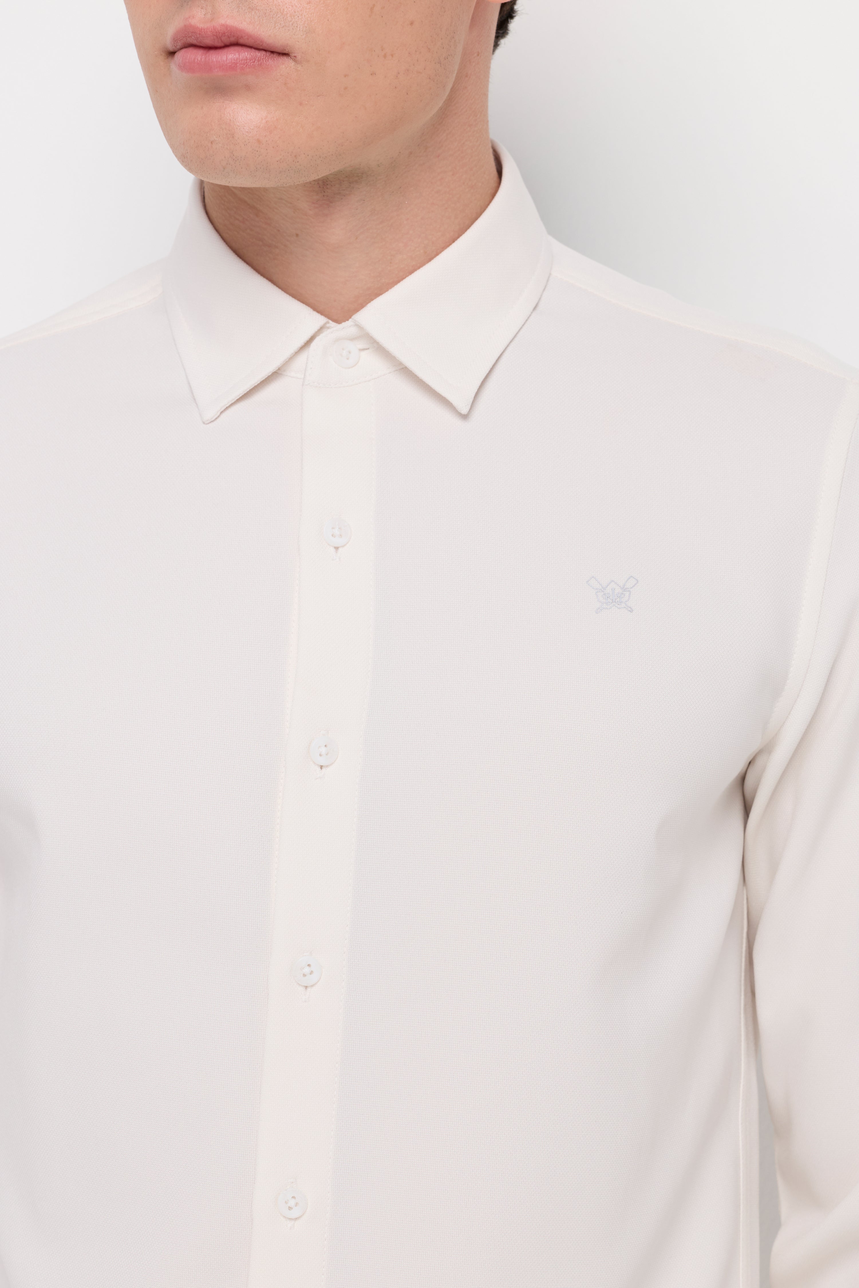 Textured Embroidered Shirt Off-White