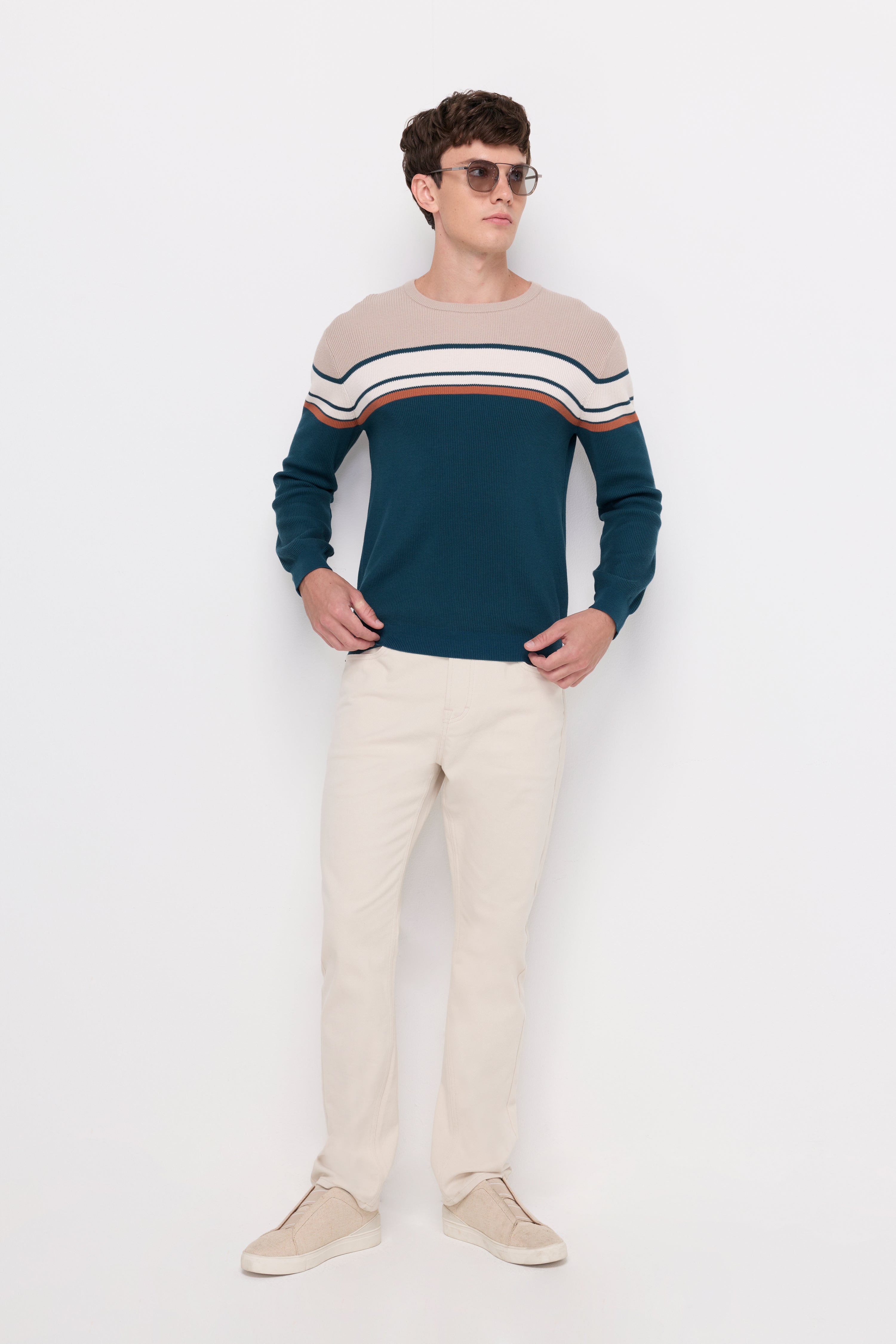 Breton Stripe Knit Sweater Green