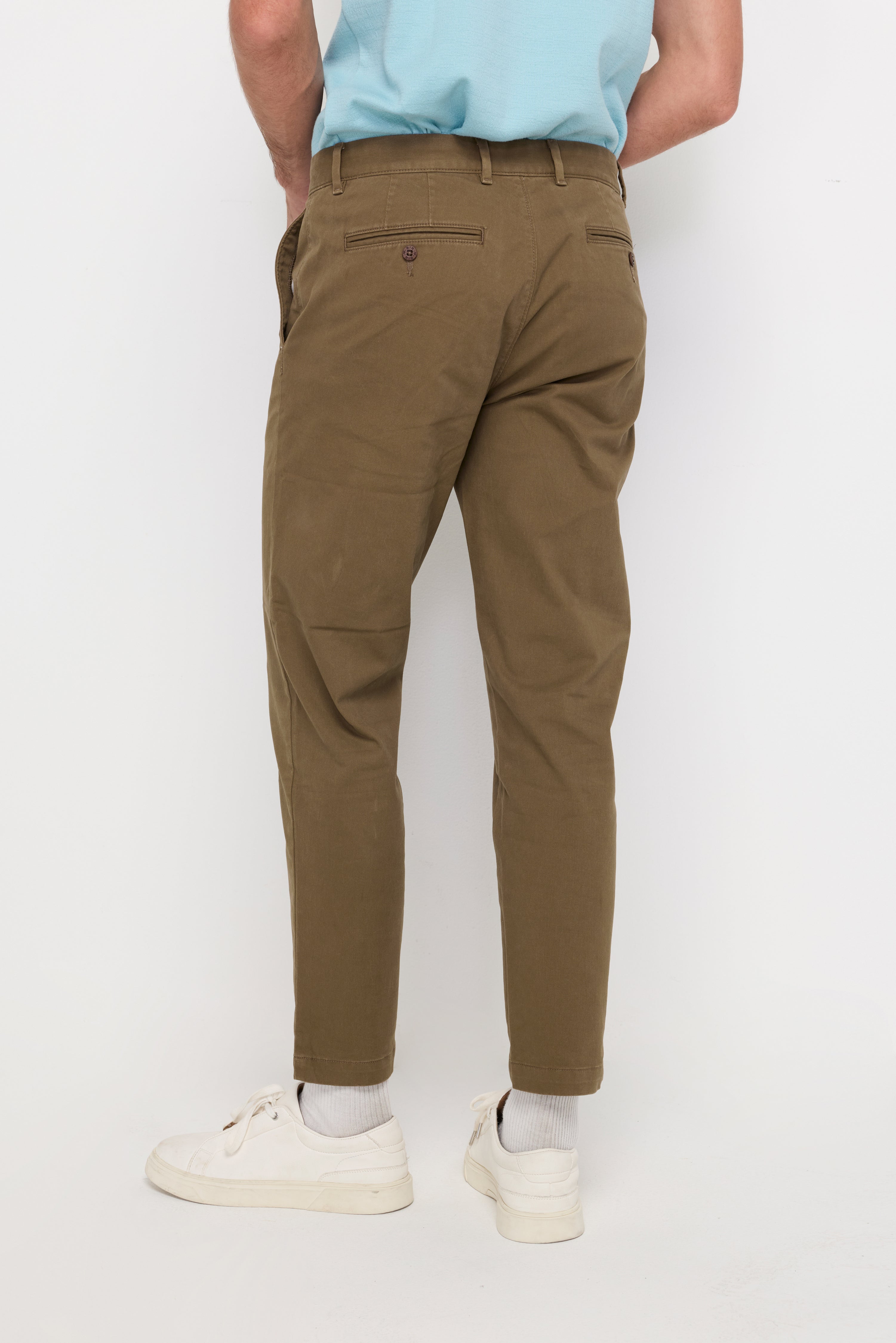Slim-Fit Cotton Trousers Brown