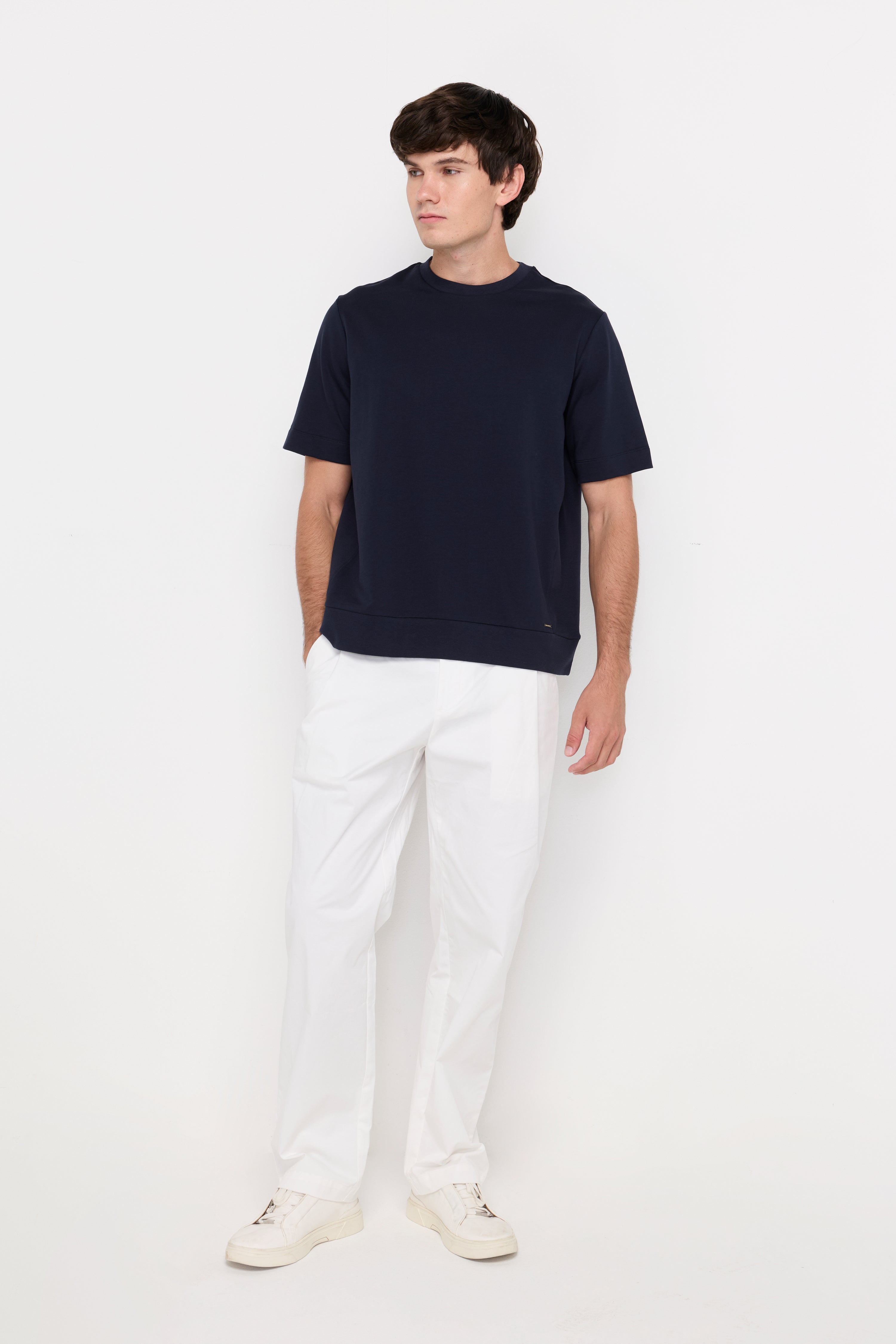 Essential Textured Knit Tee Navy