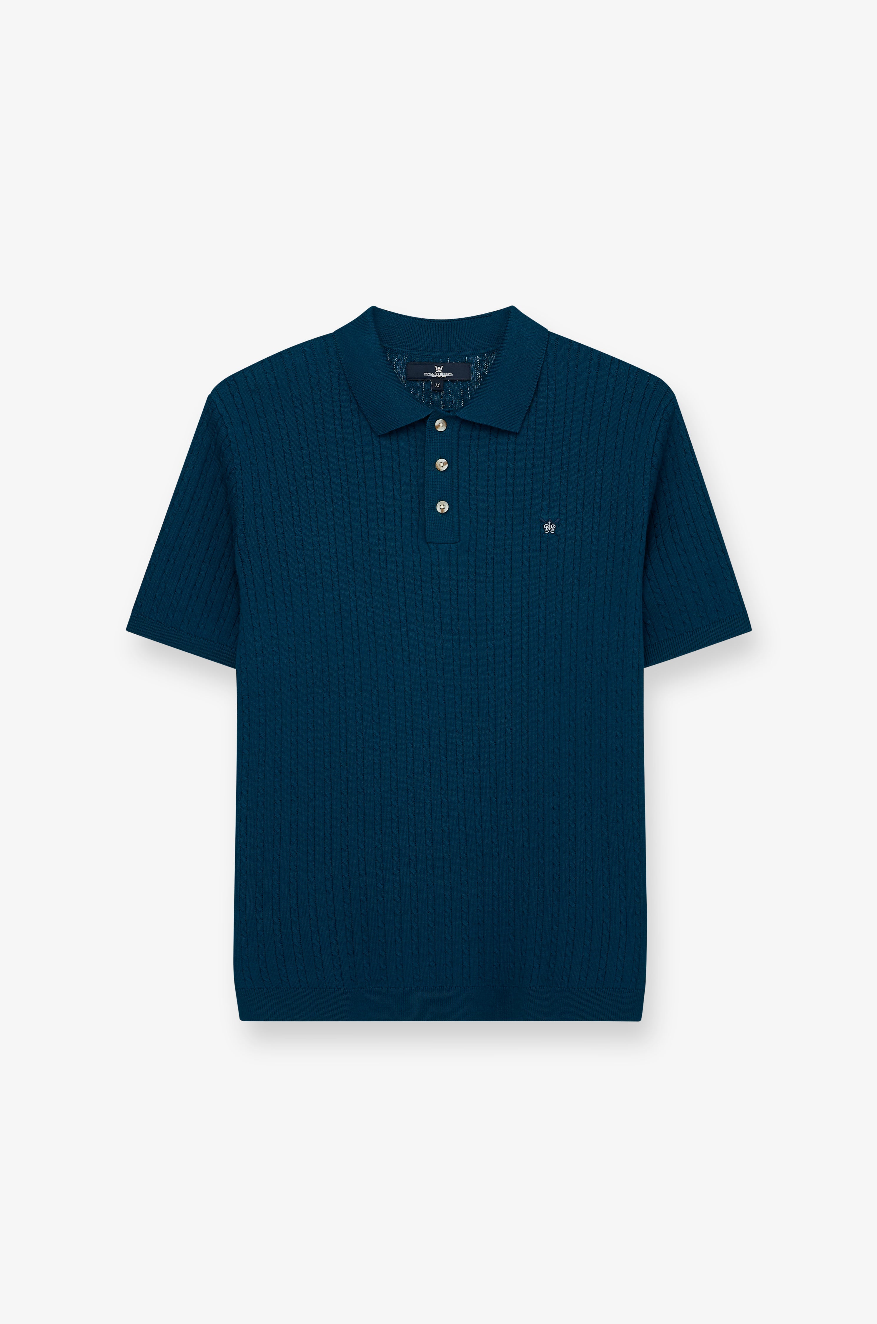 Textured Knit Polo Shirt Dark Blue