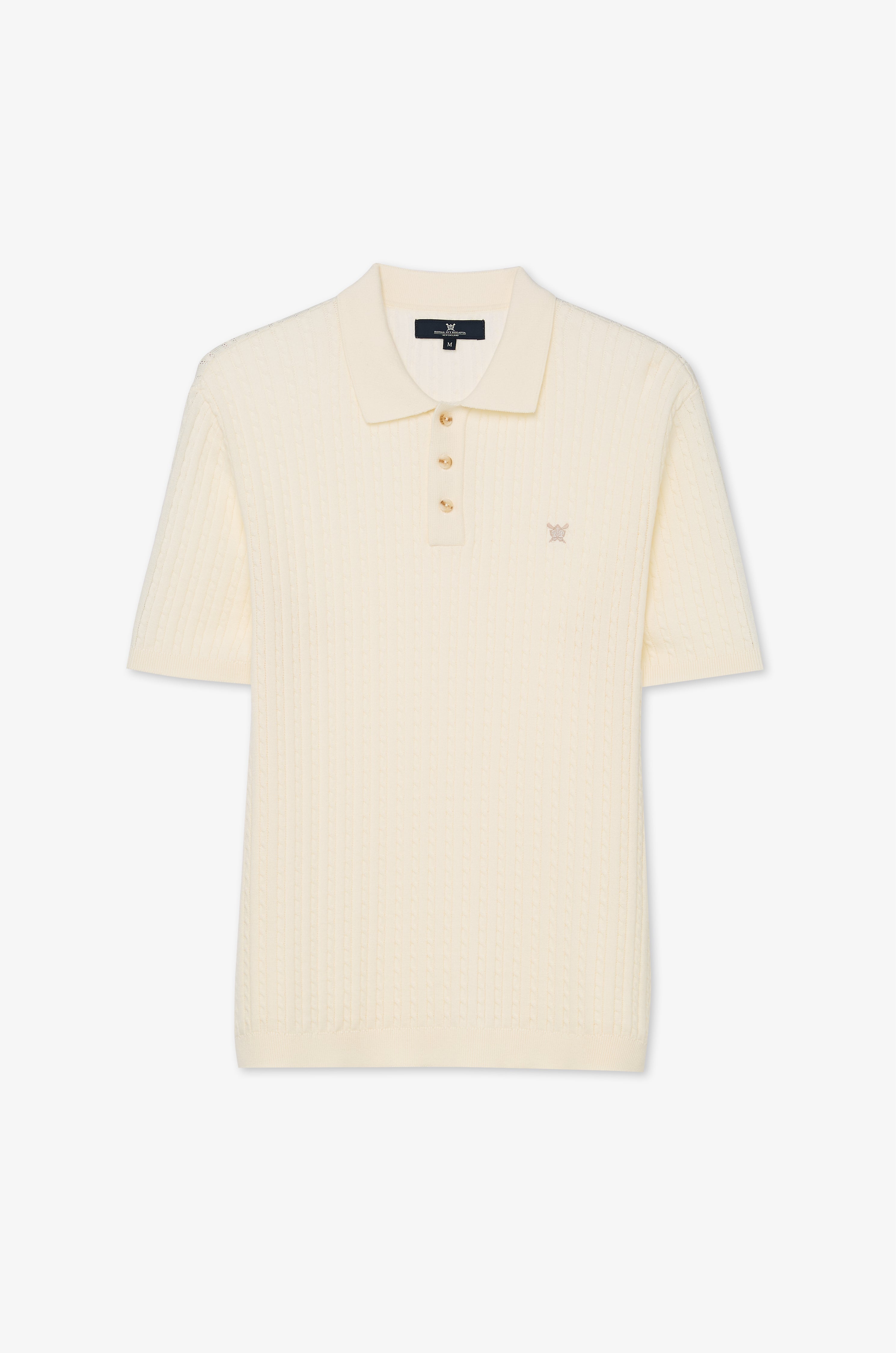 Textured Knit Polo Shirt Off-White