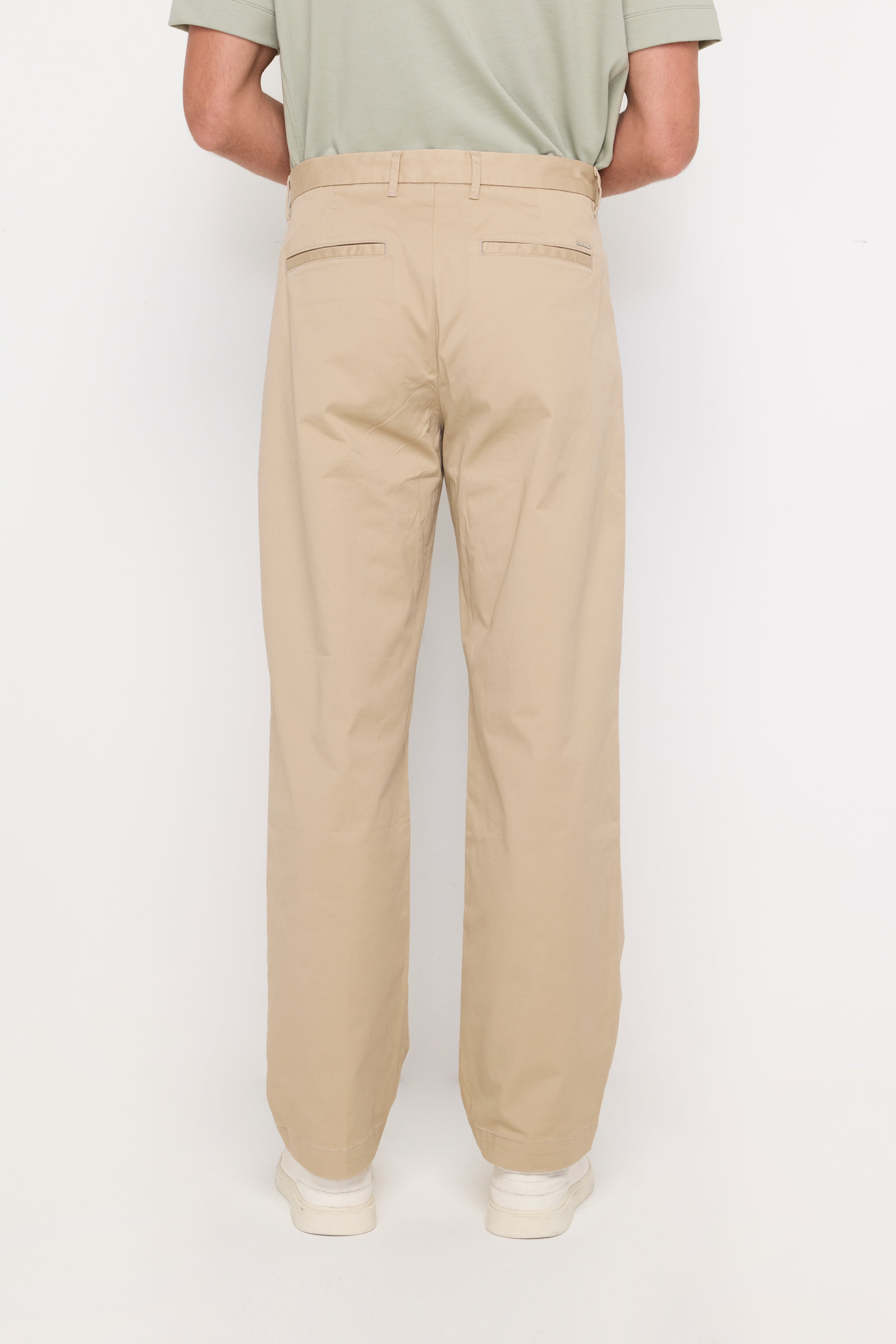 Essential Straight-Leg Cotton Trousers Beige