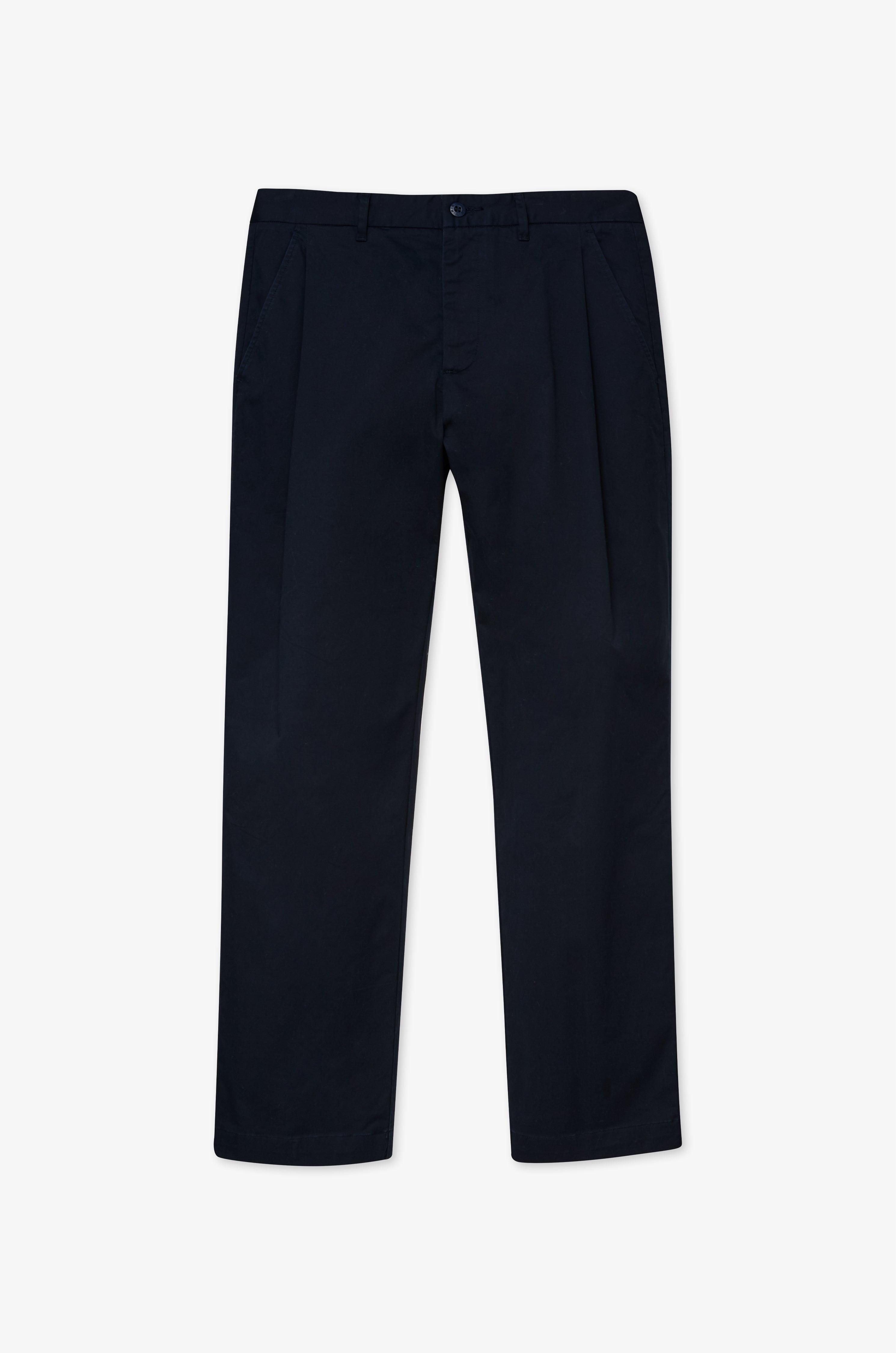 Essential Straight-Leg Cotton Trousers Navy