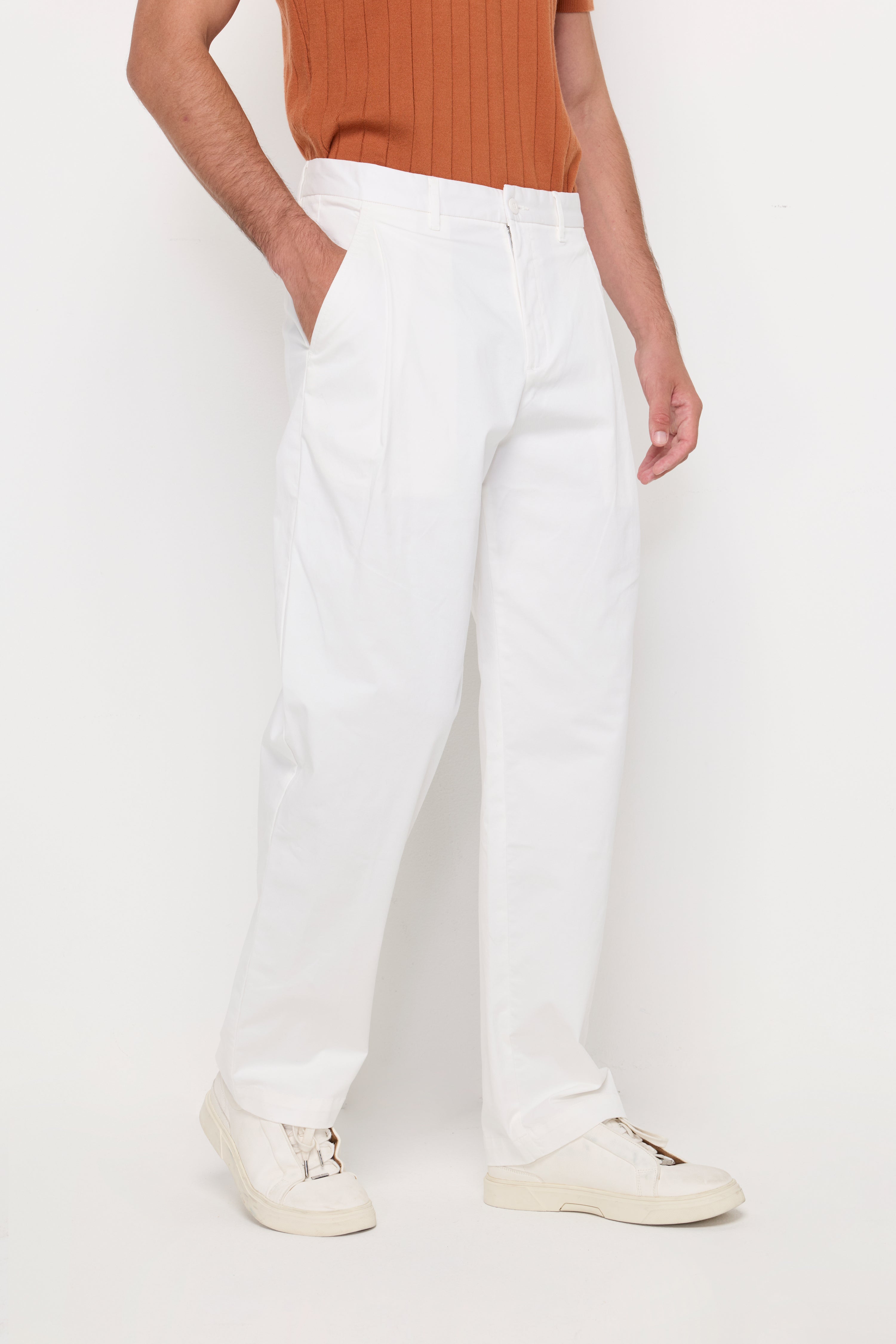 Essential Straight-Leg Cotton Trousers Off-White