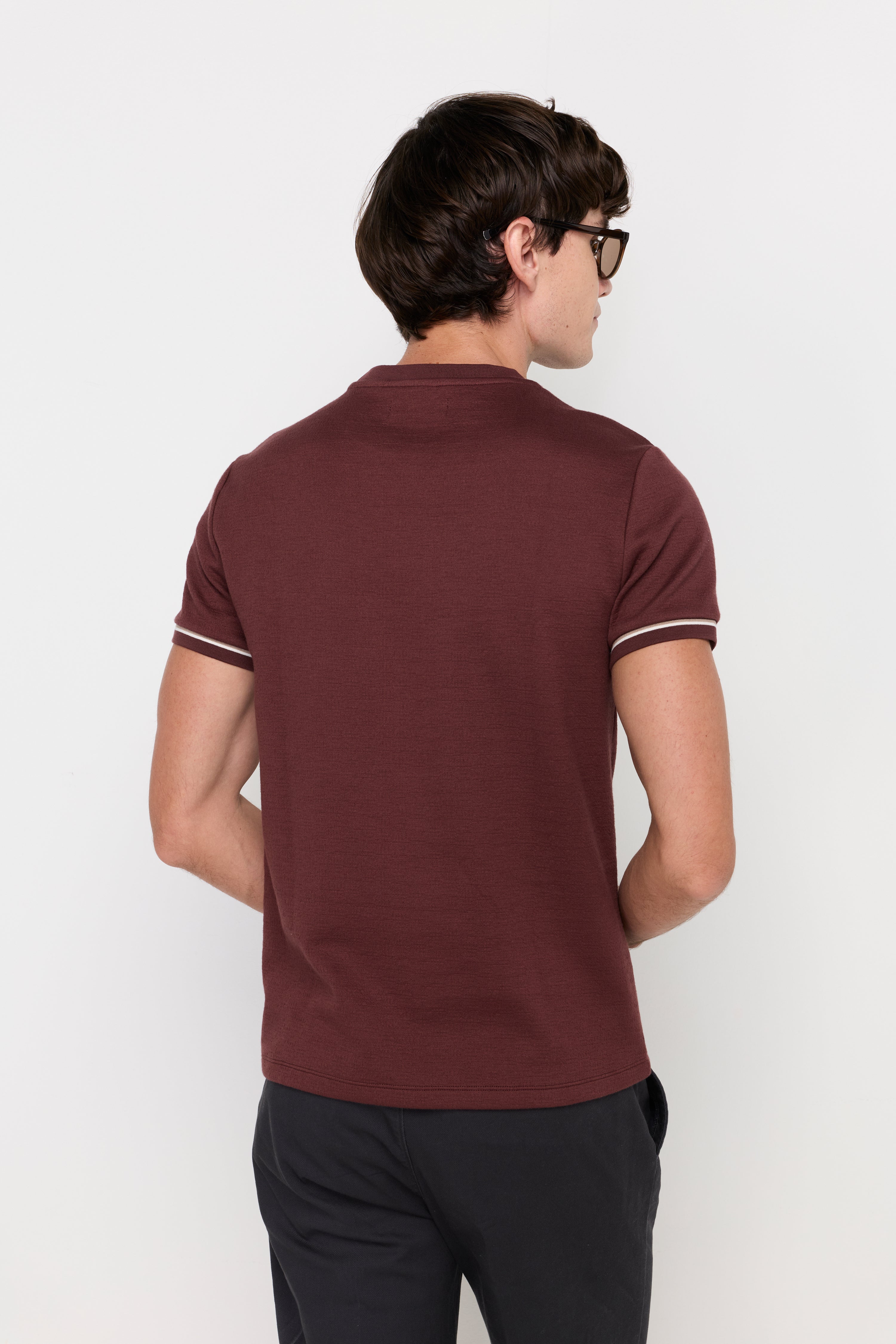 Contrast Trim Knit Tee Dark Brown