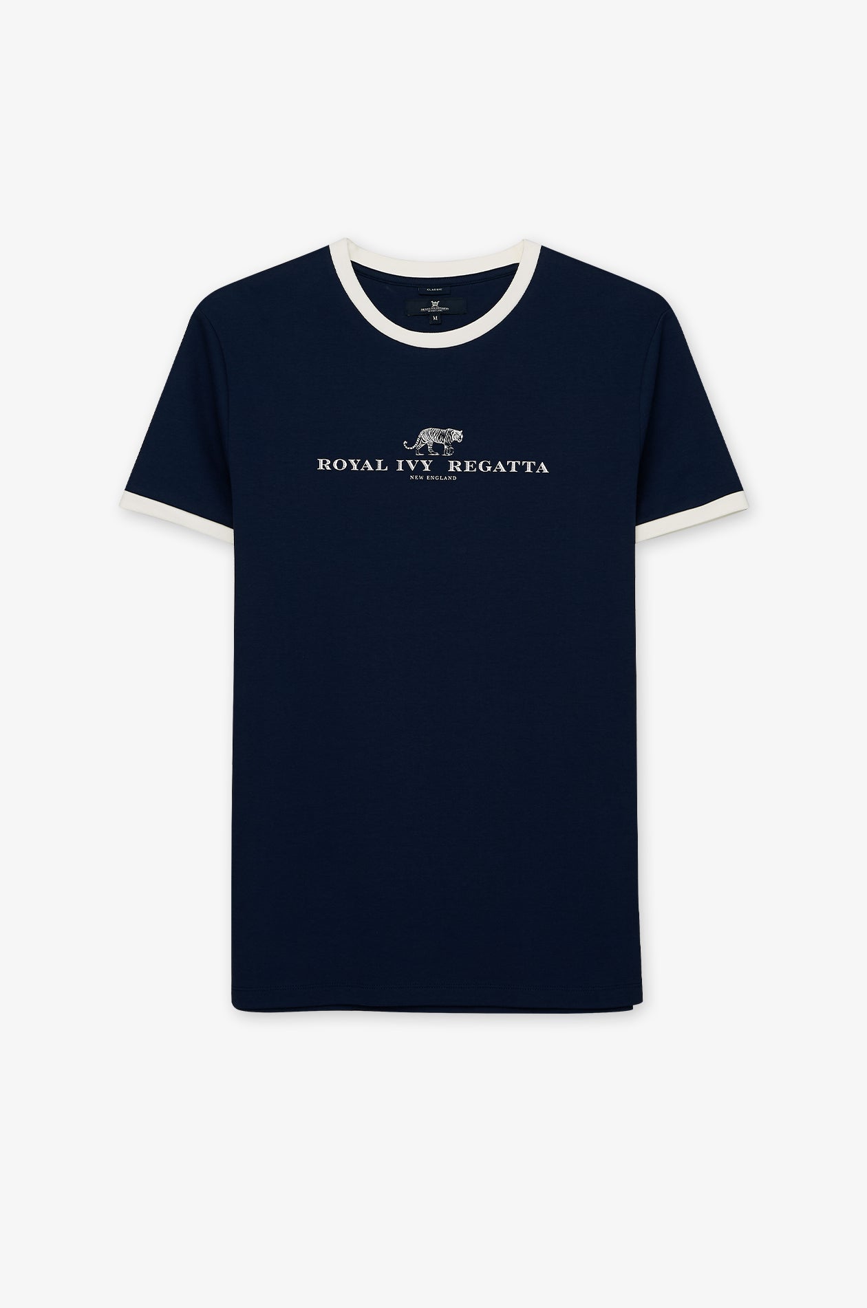 Contrast Trim Logo Knit Tee Navy
