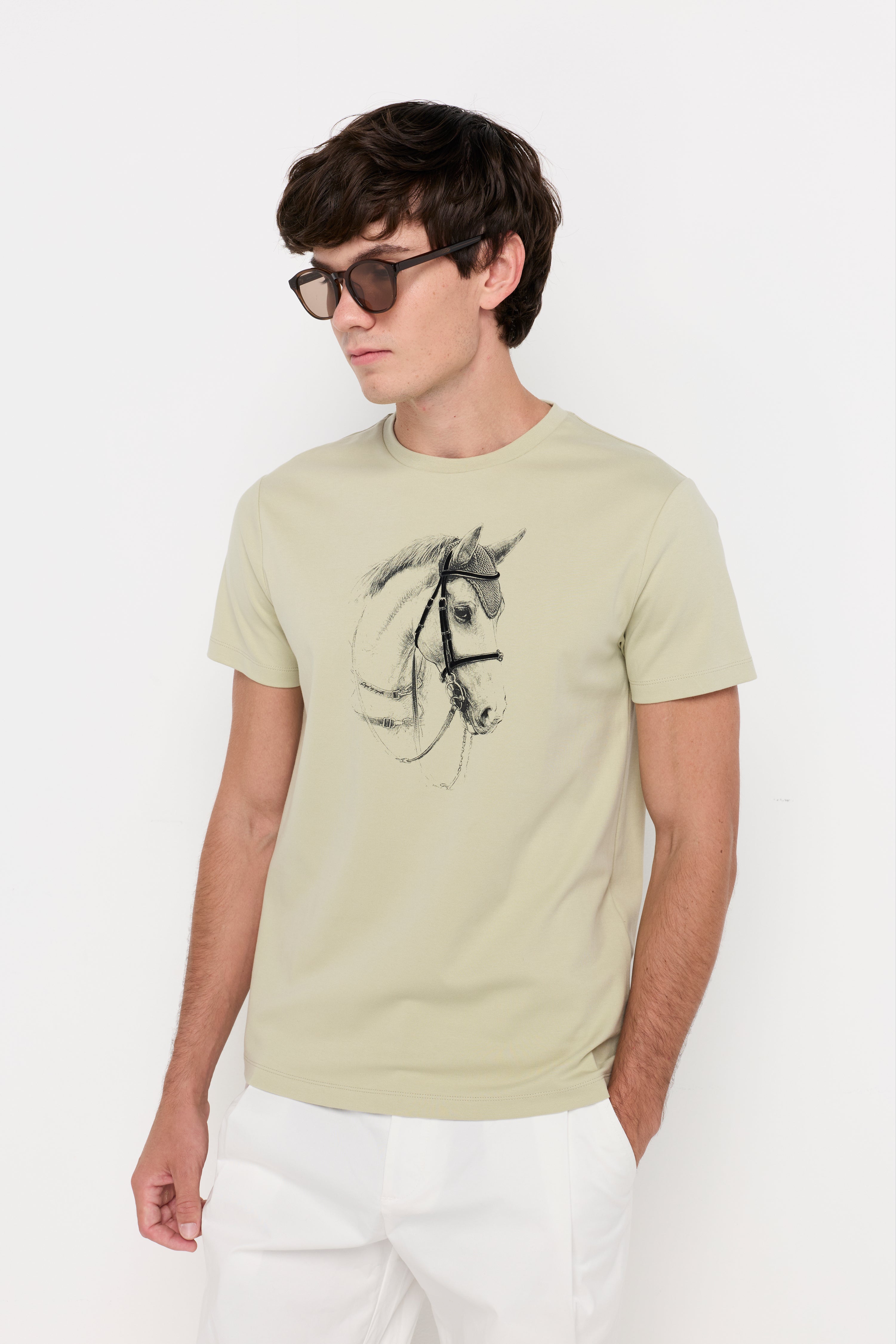 Abstract Graphic Cotton Tee Light Green