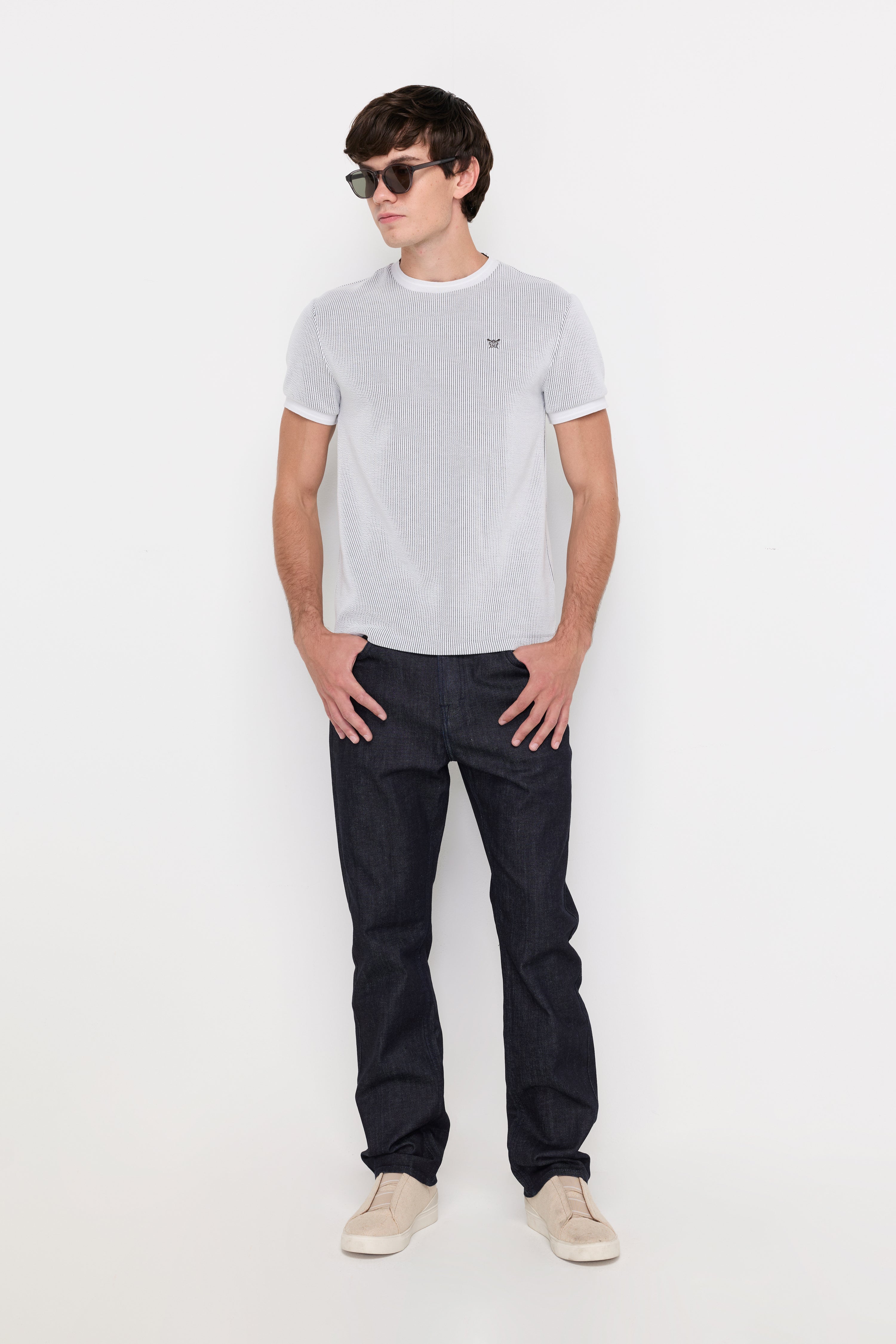 Fine Texture Knit Tee Off-White
