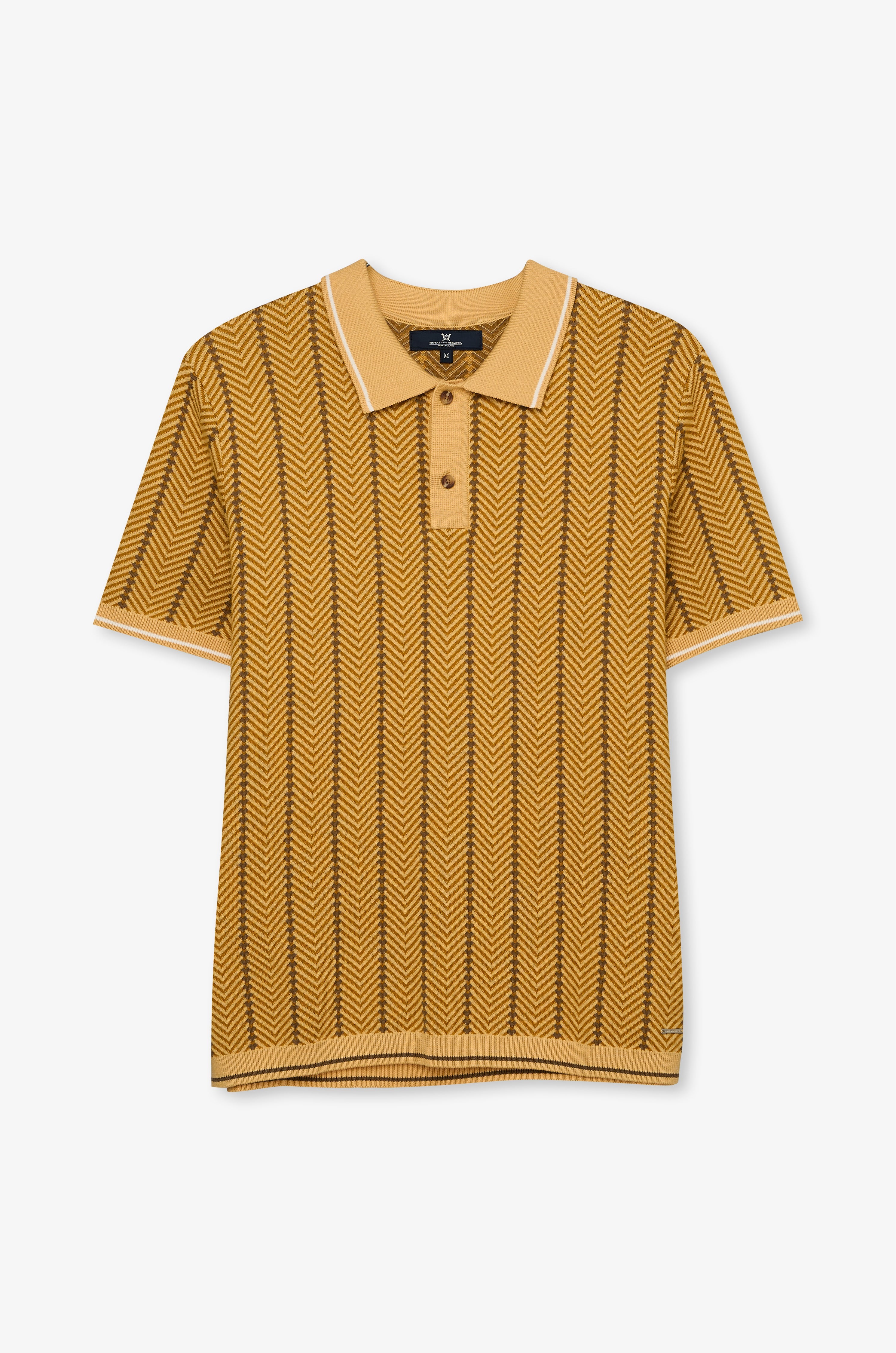 Herringbone Contrast Knit Polo Yellow