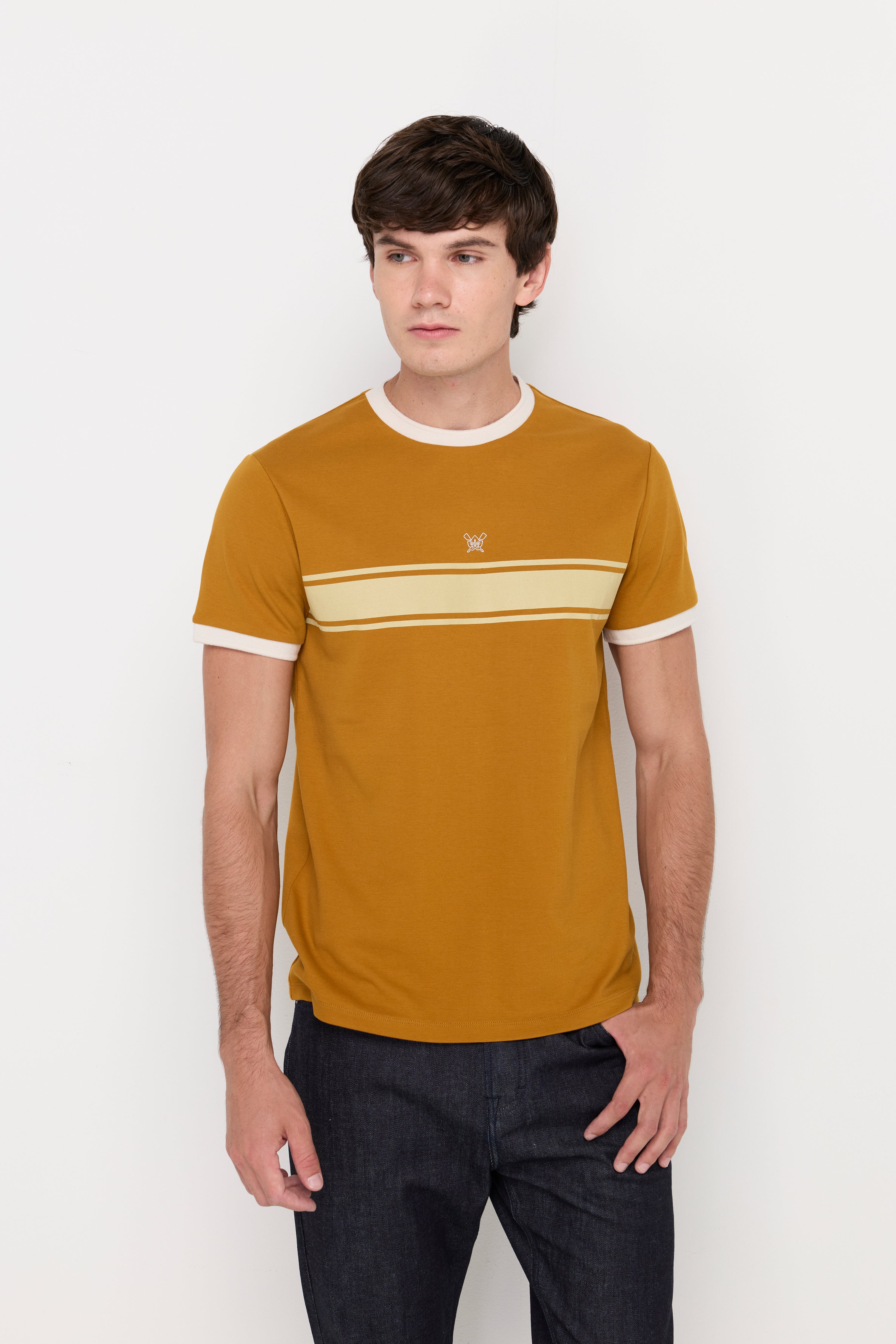 Contrast Stripe Knit Tee Dark Yellow