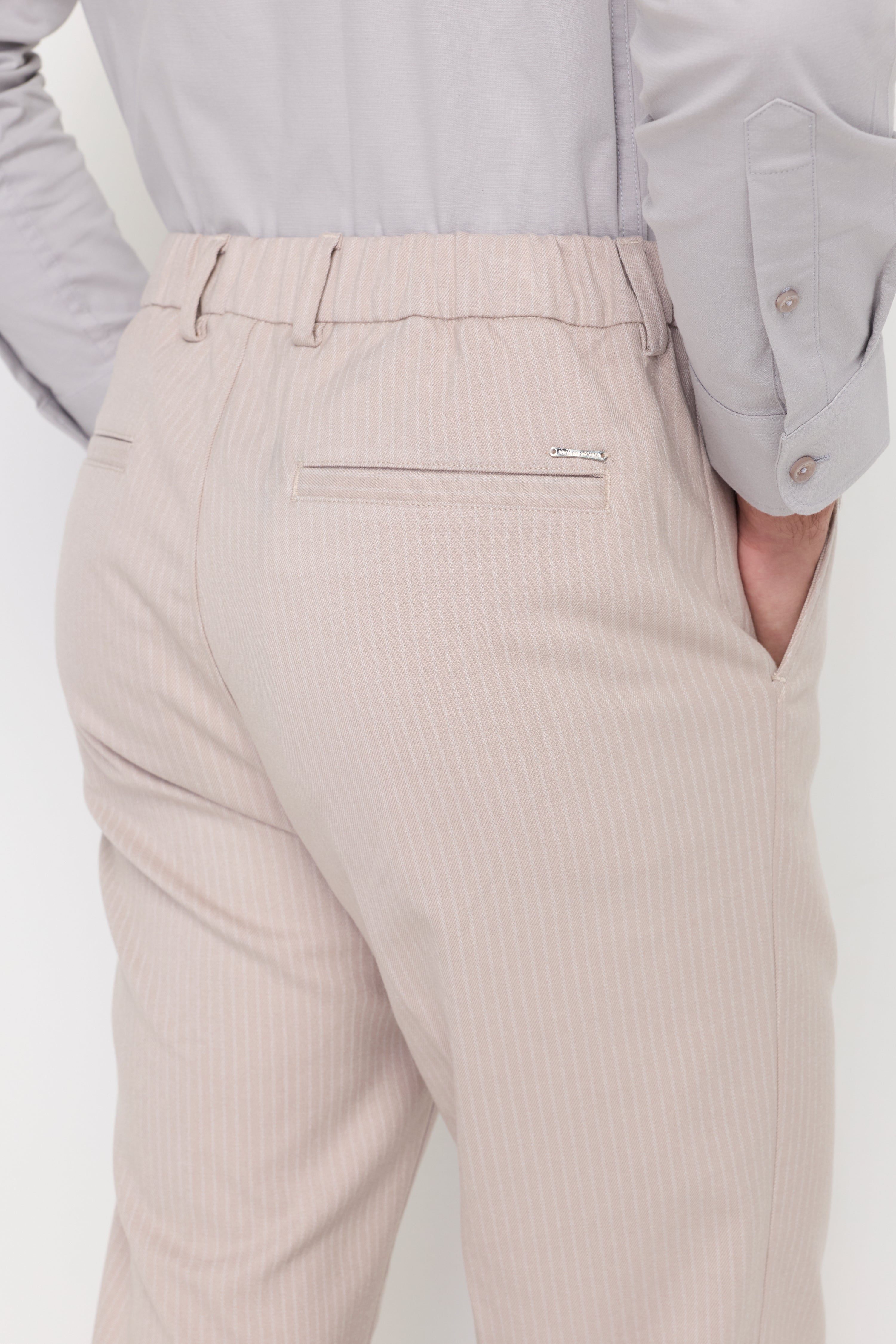 Textured Straight-Leg Trousers Beige